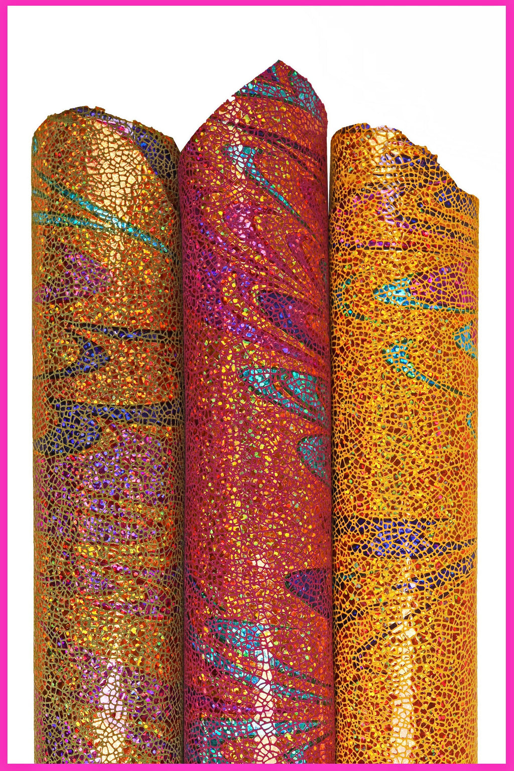 IRIDESCENT metallic goatskin, multicolor crackle printed skin with abstract pattern, soft bright hide B16073-MT(ST) La Garzarara