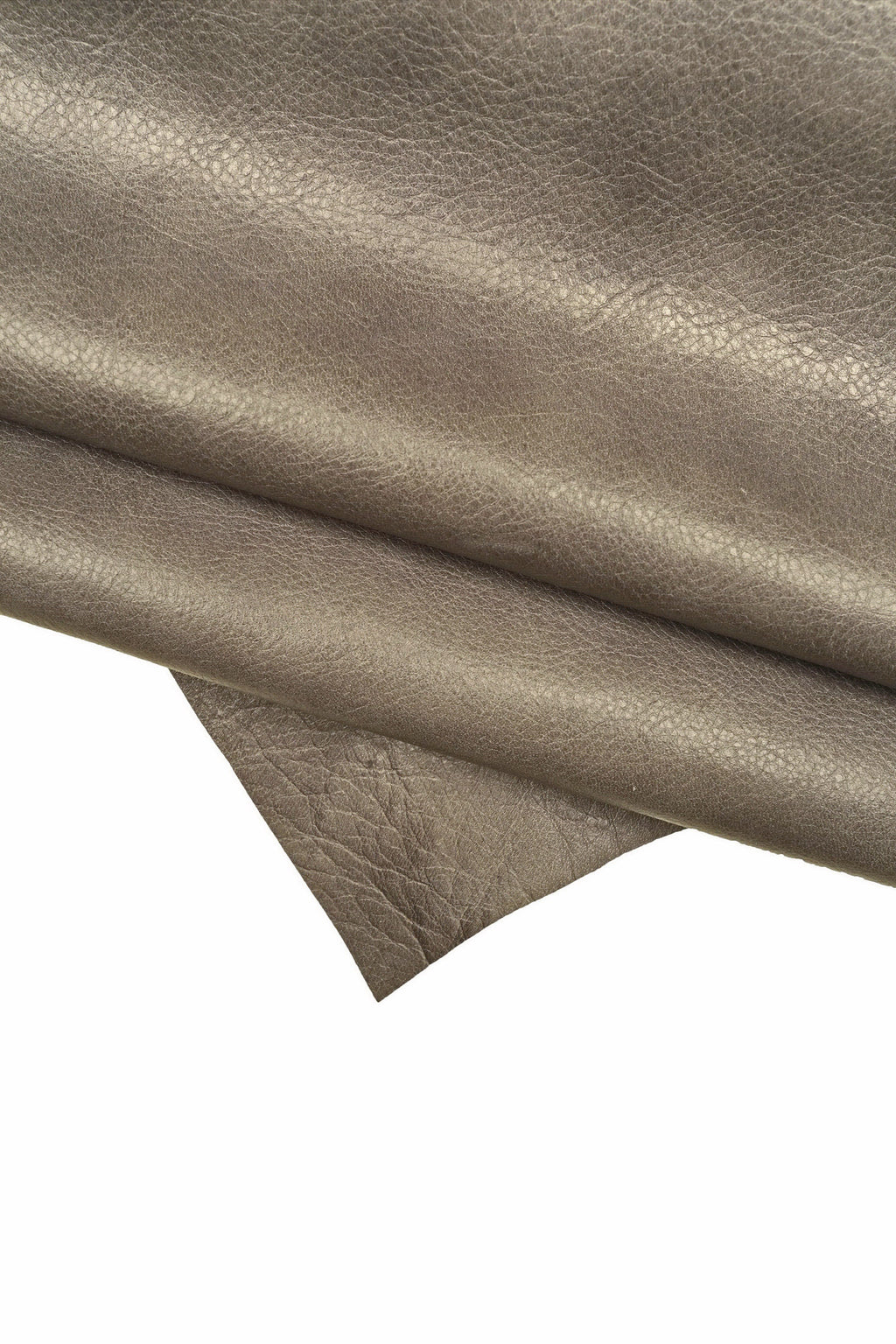 Grained Taupe metallic satin cowhide leather skin, soft grain hide for luxury handbags and fashion B16052-TU La Garzarara