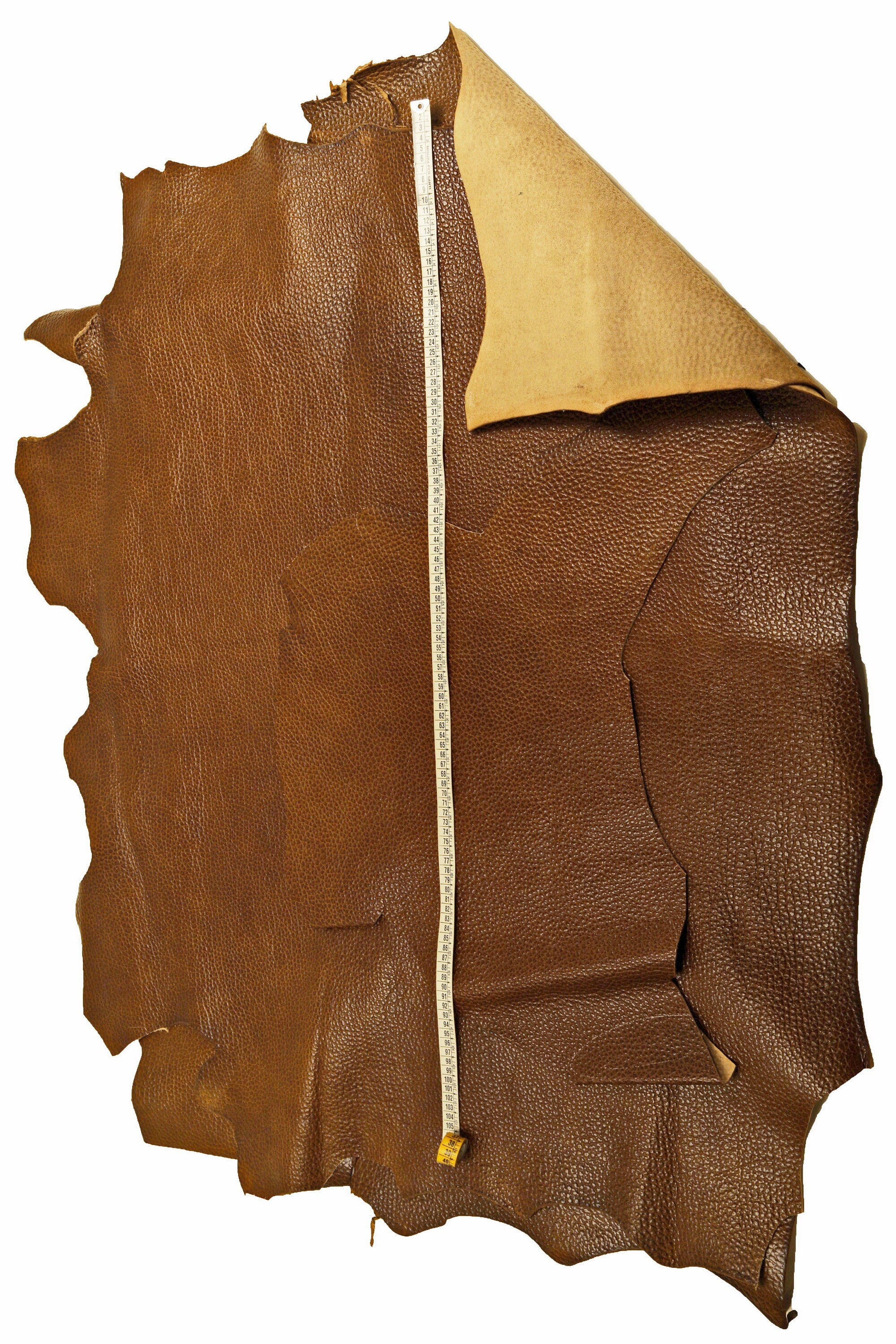 Brown PEBBLE grain printed leather hide, glossy cowhide, embossed calfskin, 1.8 - 2.0 mm B16054-ST La Garzarara