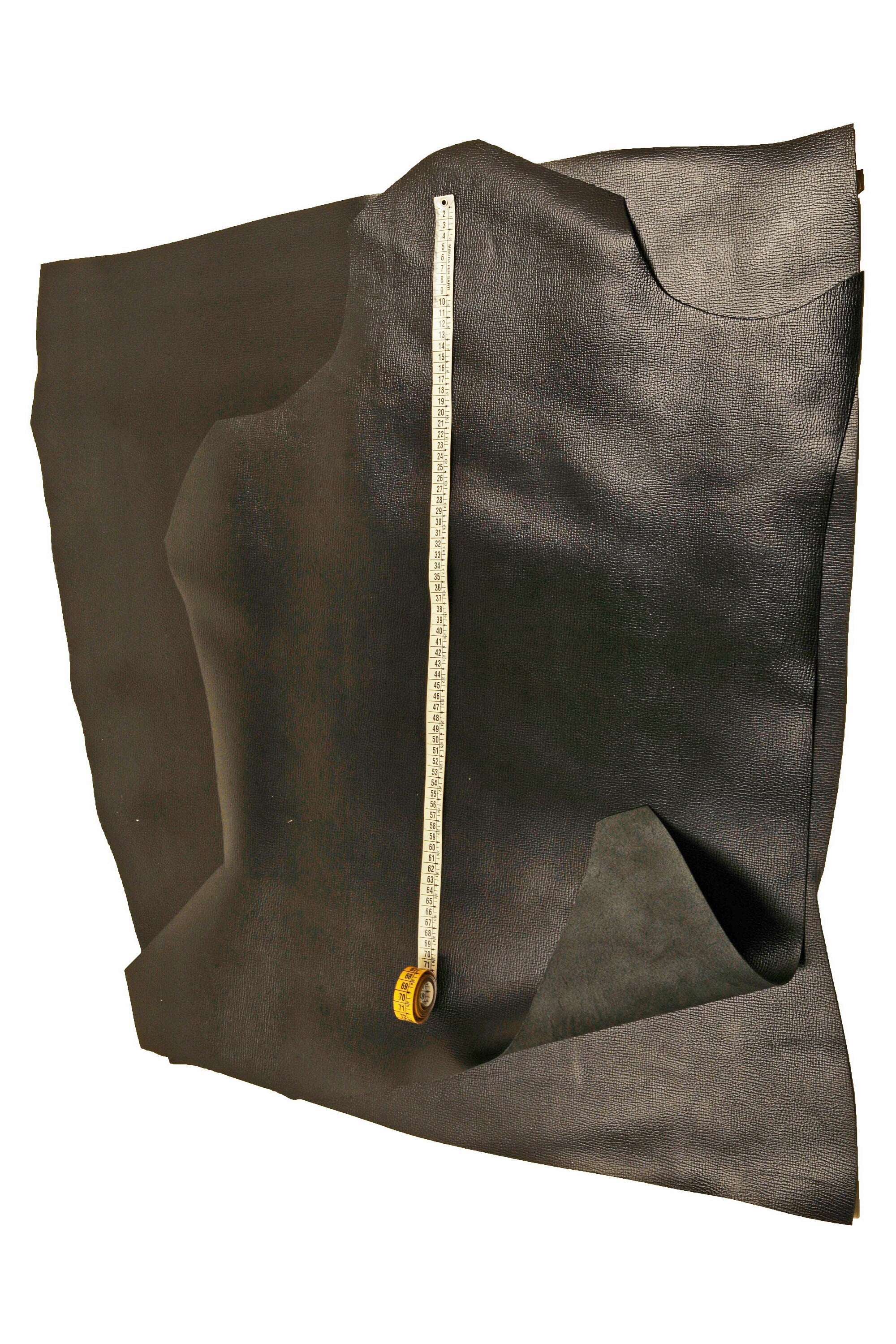 Thick Black GRAIN Leather hide, Shiny Textured cowhide, saffiano-like embossed leather skin 1.5-1.7 mm B16110-TB La Garzarara