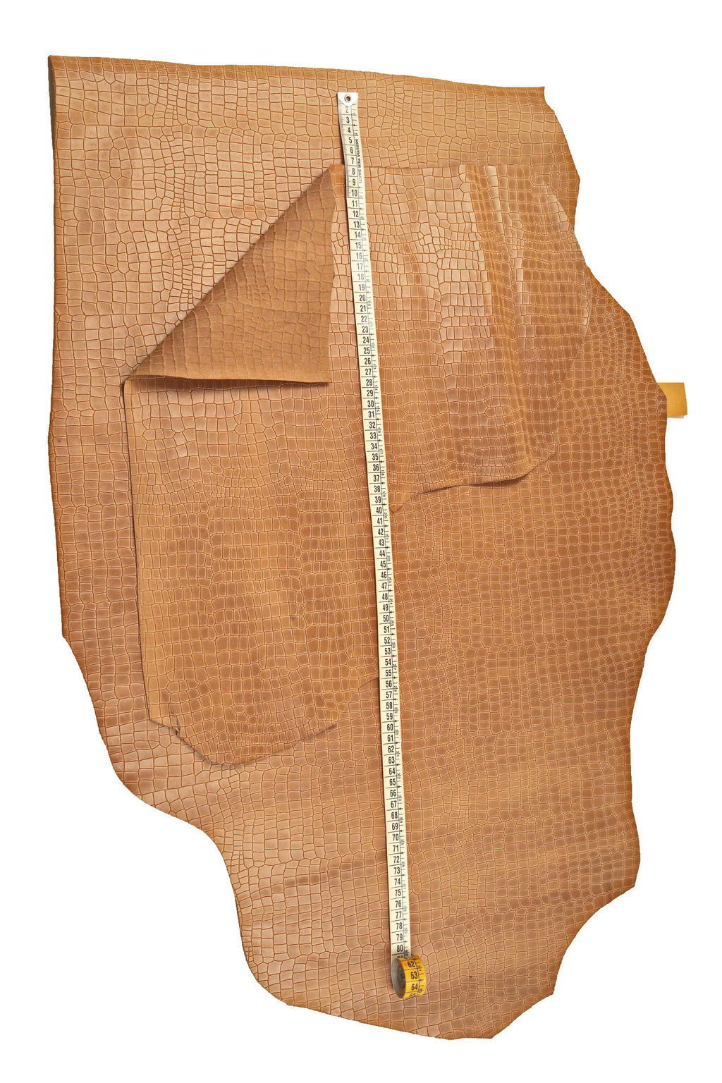 Light brown CROCODILE printed LEATHER hide, glossy calfskin, croc embossed cowhide, medium softness B16142-ST La Garzarara