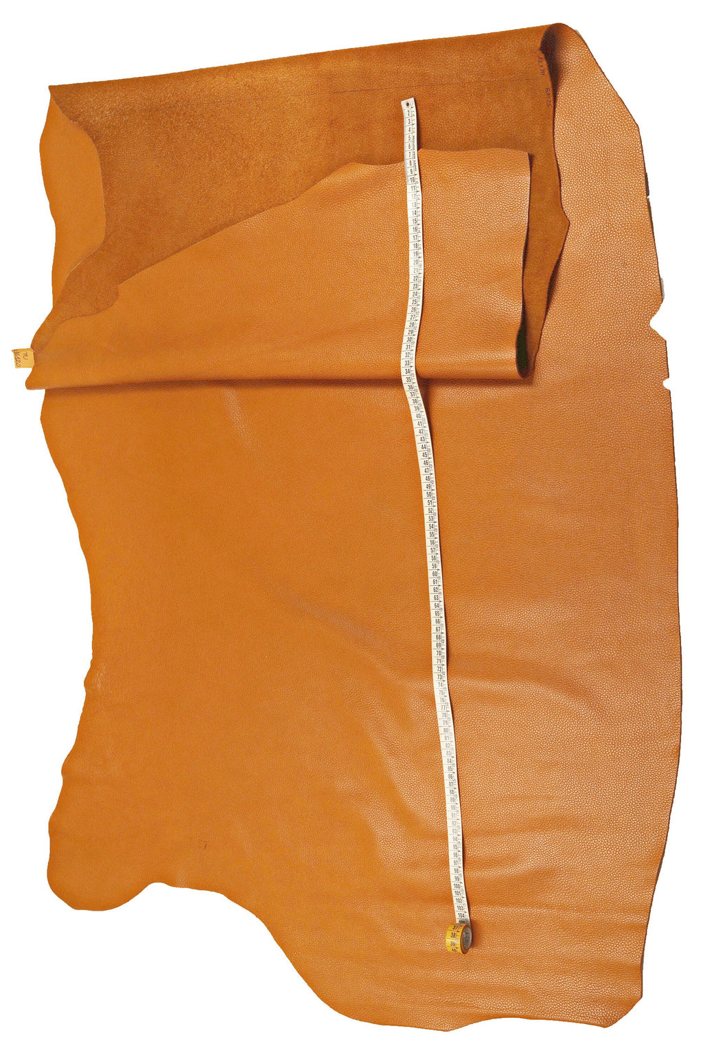 Ochre orange yellow cowhide leather SKIN hide, glossy pebbled grain cow 1.4–1.6 mm for bags, B16120-TU La Garzarara