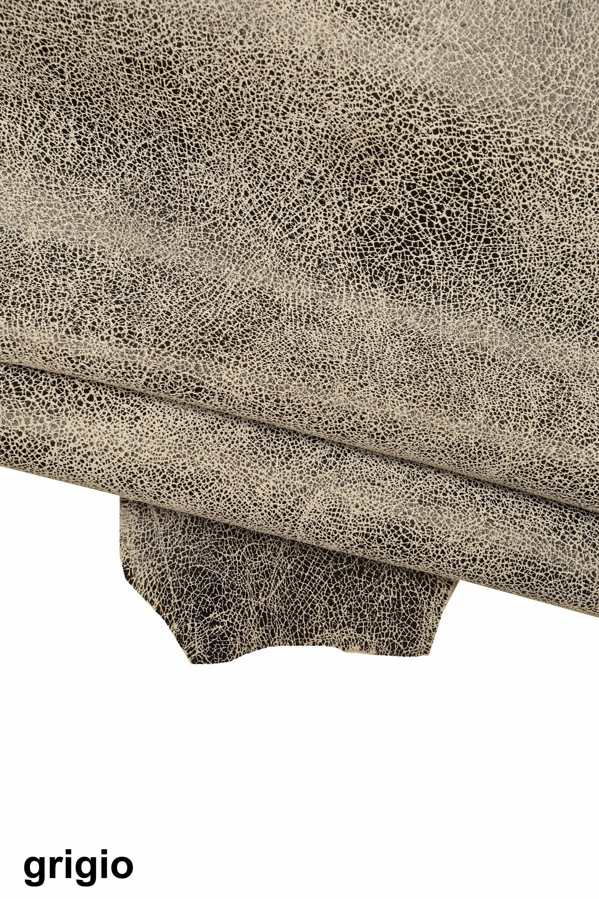 CRACKLE printed LEATHER, brown, grey, pink soft textured suede goatskin, crack pattern on skin B16123-ST La Garzarara