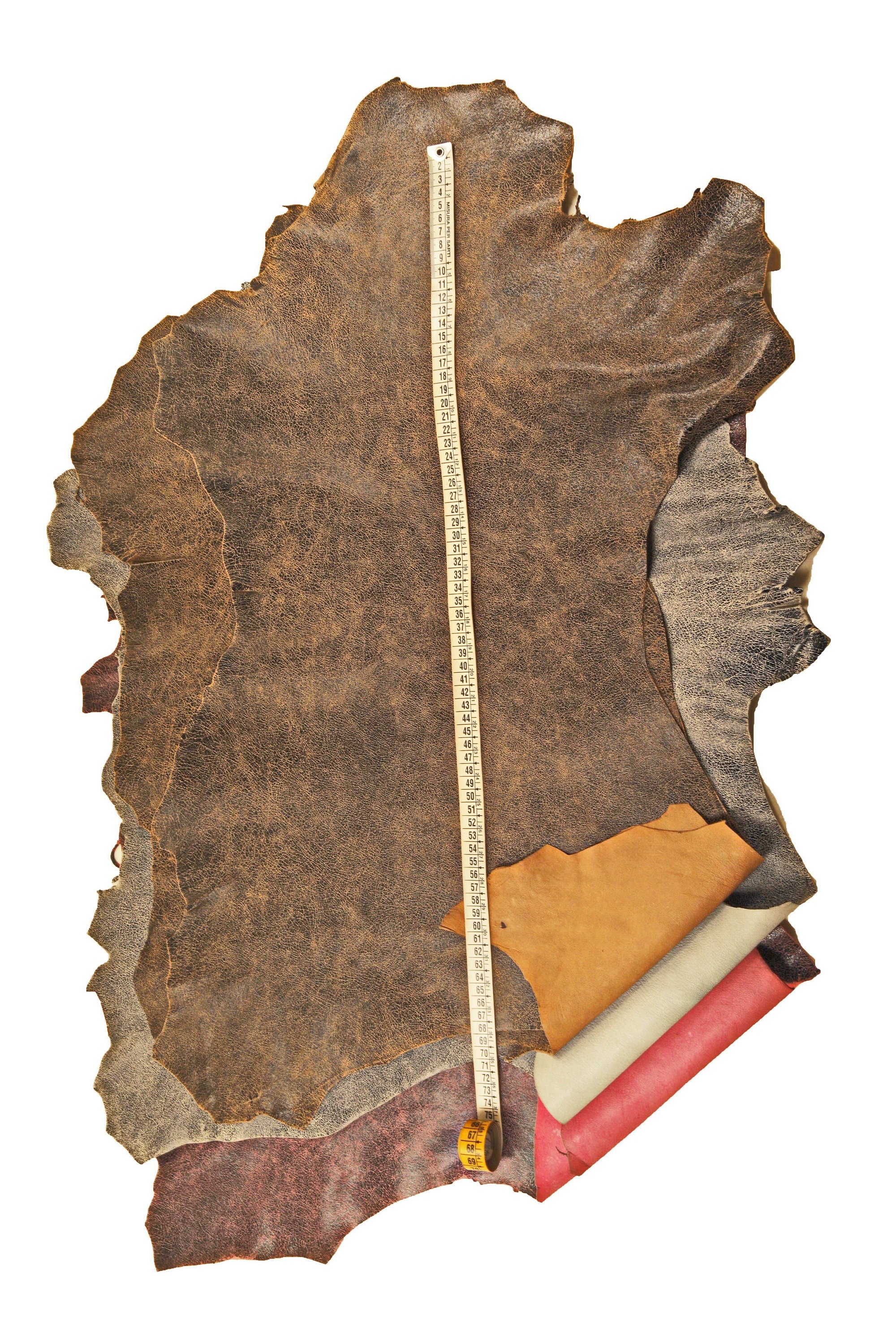 CRACKLE printed LEATHER, brown, grey, pink soft textured suede goatskin, crack pattern on skin B16123-ST La Garzarara