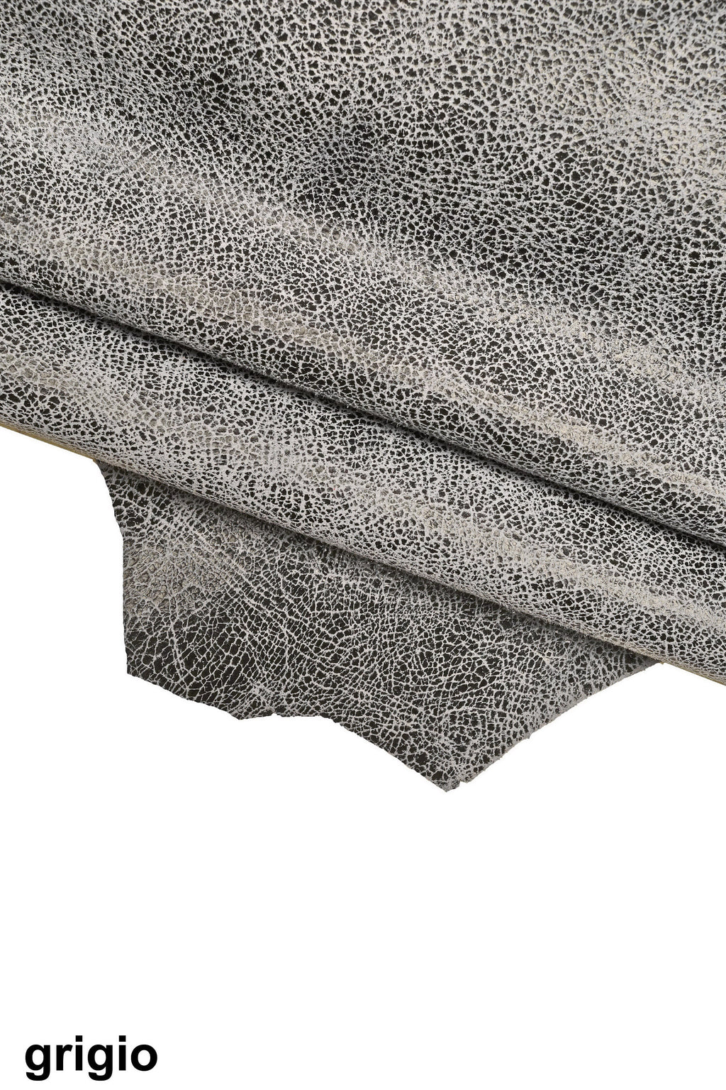 CRACKLE printed leather skin, greyish green, purple, grey soft textured suede goatskin, crack pattern on skin B16125-ST La Garzarara