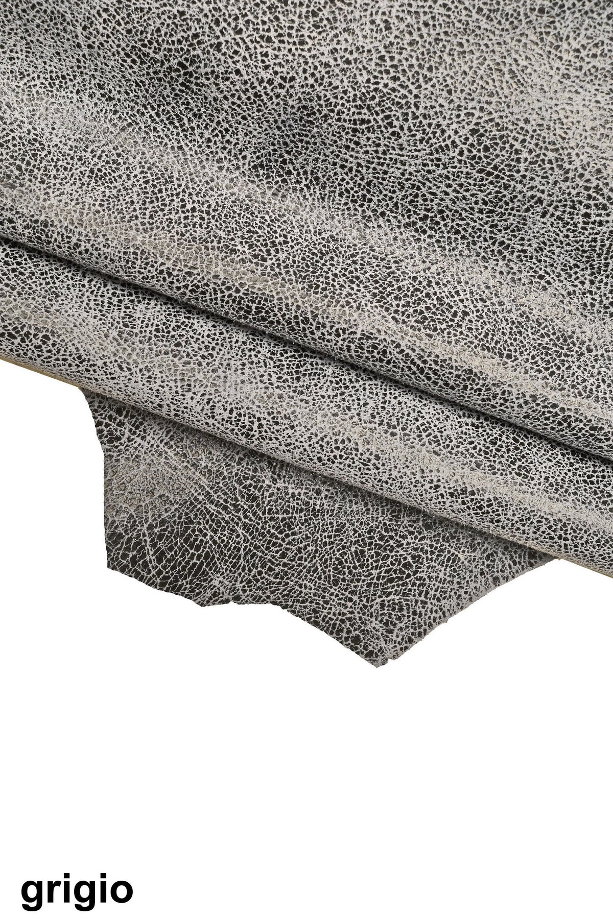 CRACKLE printed leather skin, greyish green, purple, grey soft textured suede goatskin, crack pattern on skin B16125-ST La Garzarara