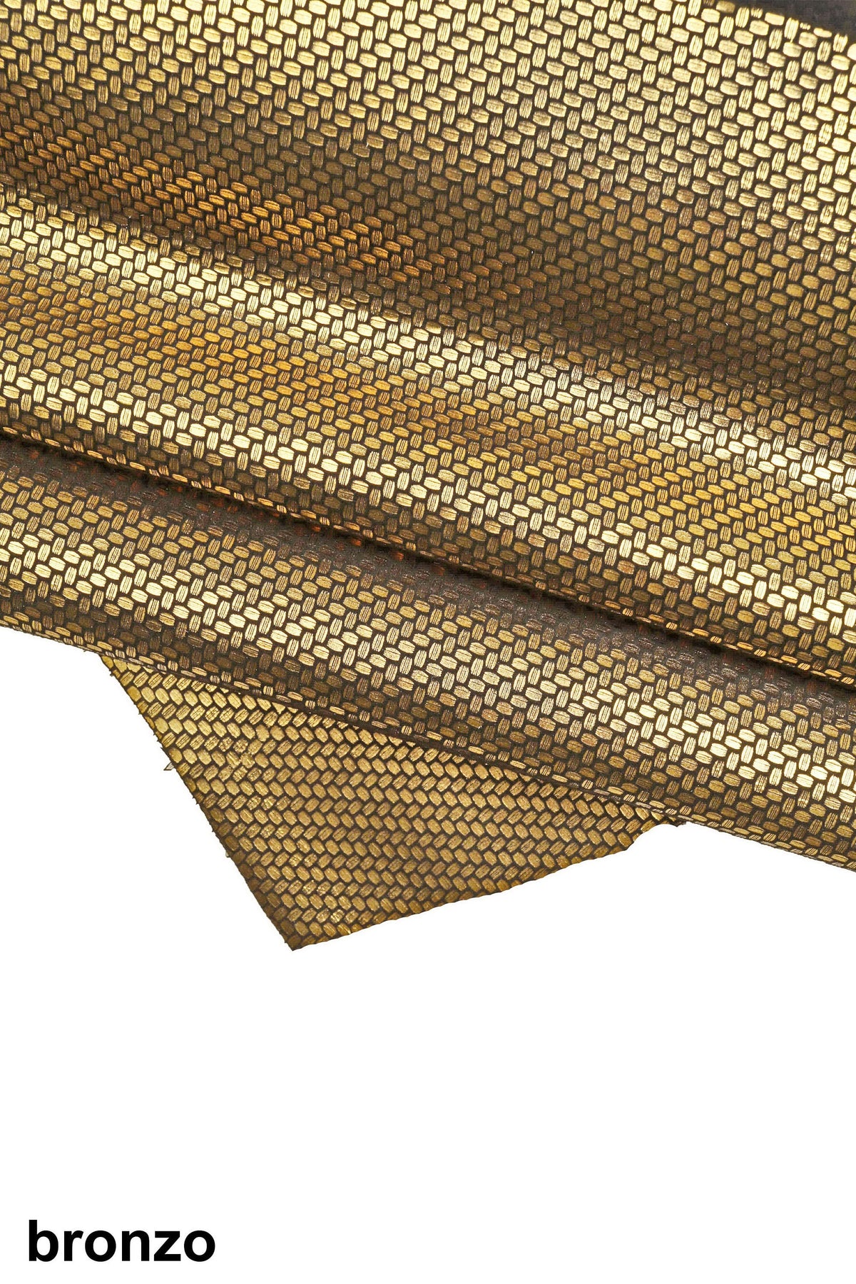 Geometric METALLIC leather skin, light gold, bronze, pink, green, steel textured goatskin, soft printed suede B16150-MT(st) La Garzarara