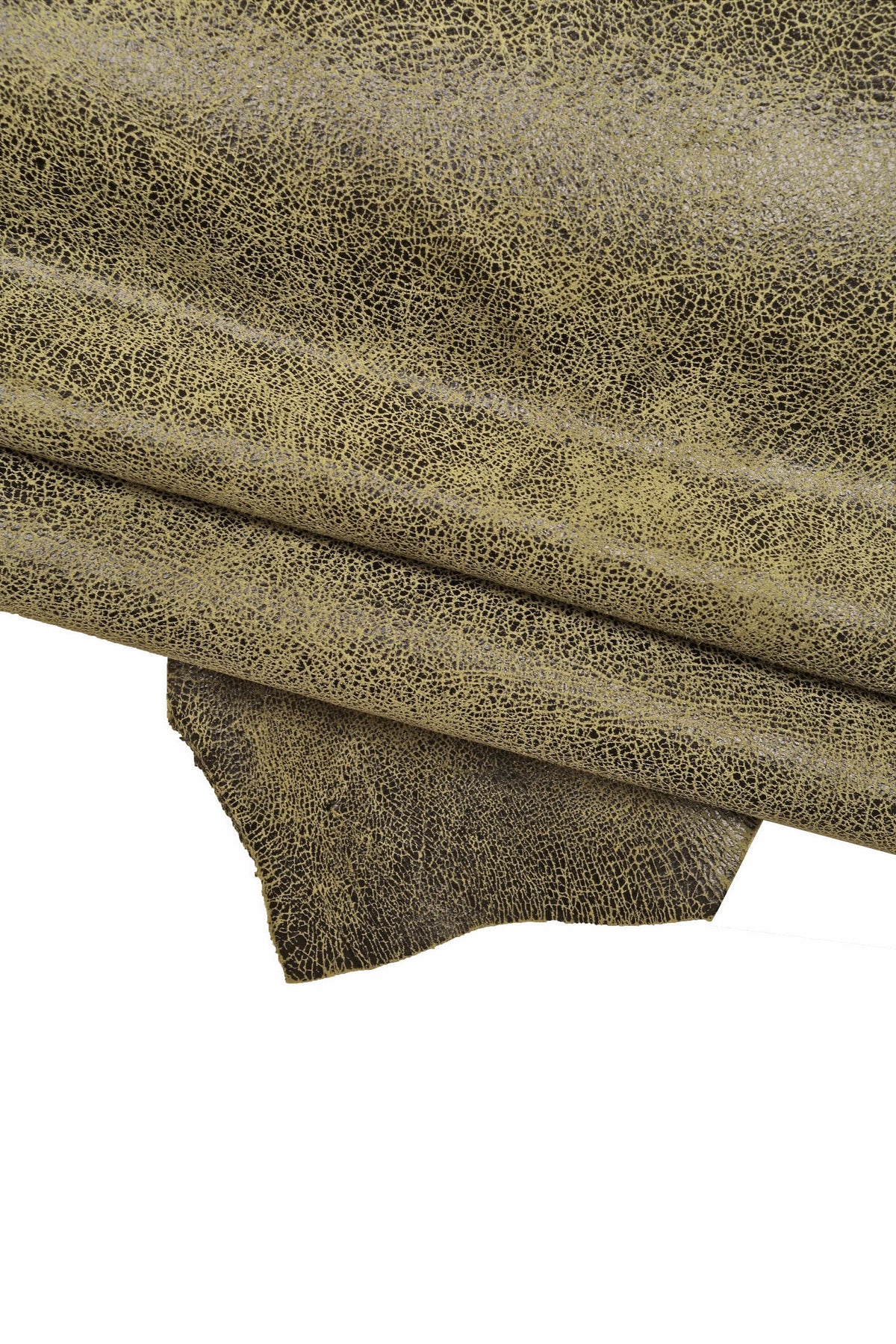 Army green, red, brown CRACKLE printed leather skin, soft textured suede goatskin, crack pattern on skin B16128-ST La Garzarara