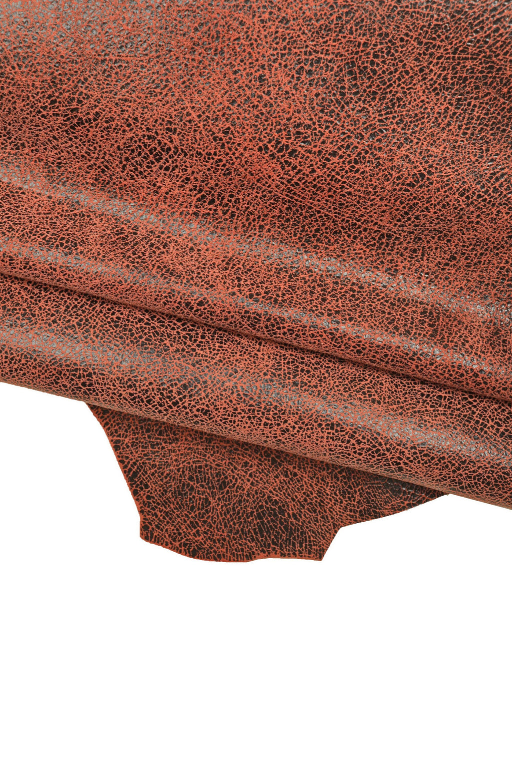 Army green, red, brown CRACKLE printed leather skin, soft textured suede goatskin, crack pattern on skin B16128-ST La Garzarara
