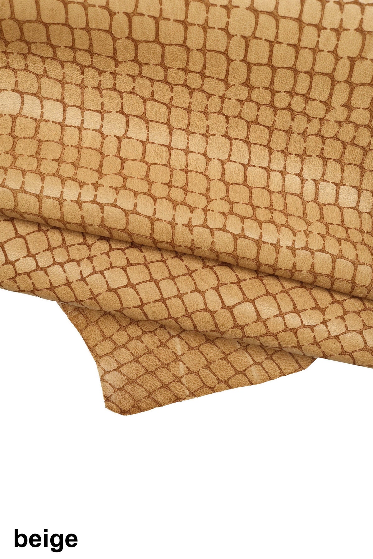 CROCODILE printed leather skin, brown, grey, beige sporty vintage goatskin, soft croc embossed hide B16152-VT La Garzarara