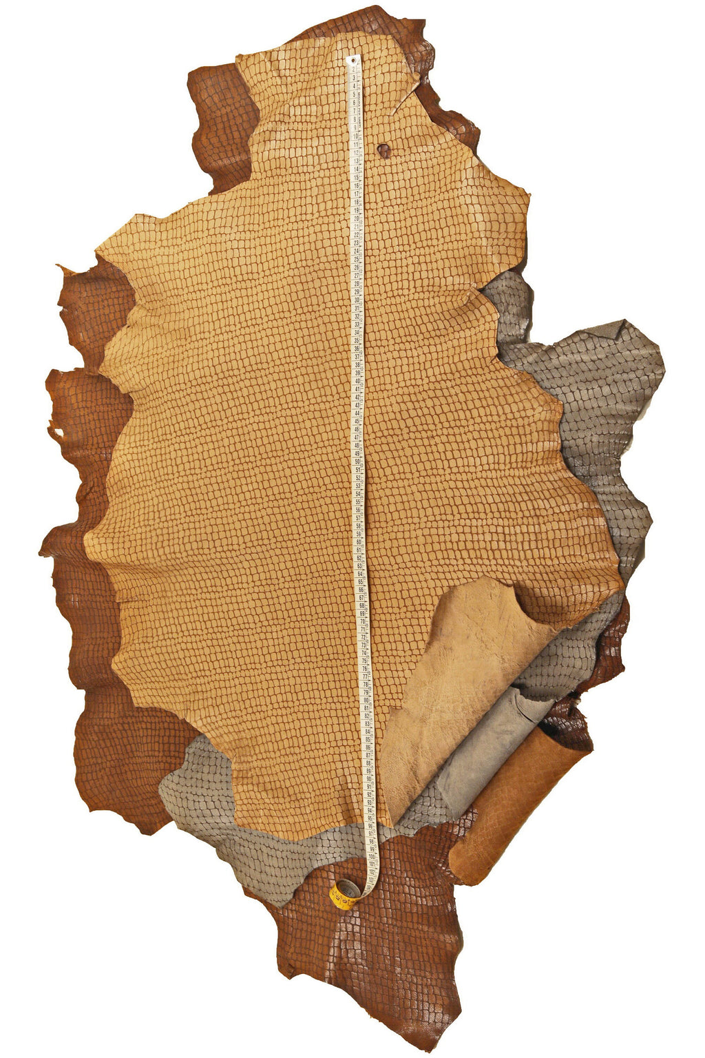 CROCODILE printed leather skin, brown, grey, beige sporty vintage goatskin, soft croc embossed hide B16152-VT La Garzarara
