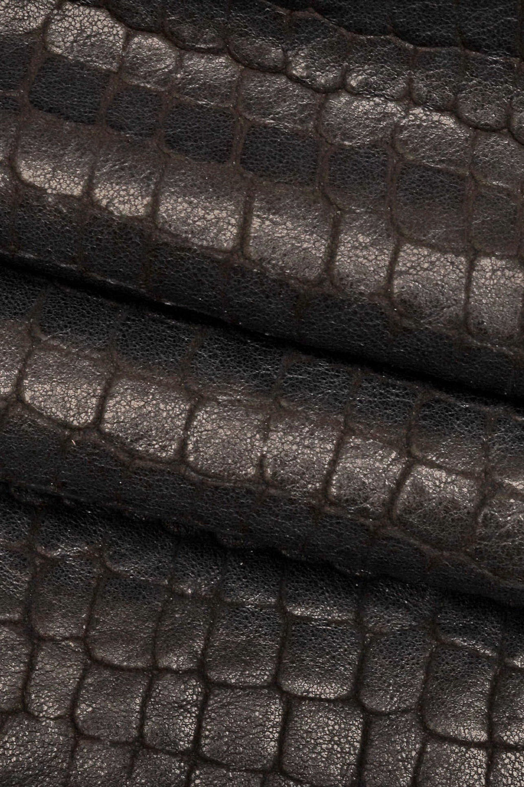 CROCODILE embossed goatskin leather – BLUE, green or beige – soft washed hide for crafts, bags & upholstery – LaGarzarara B16157-VT