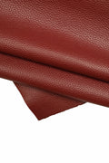 RED textured grain leather, embossed thick cow, PEBBLE grain dark red cowhide, grainy for bags 1.3-1.5 mm B18848-TU La Garzarara