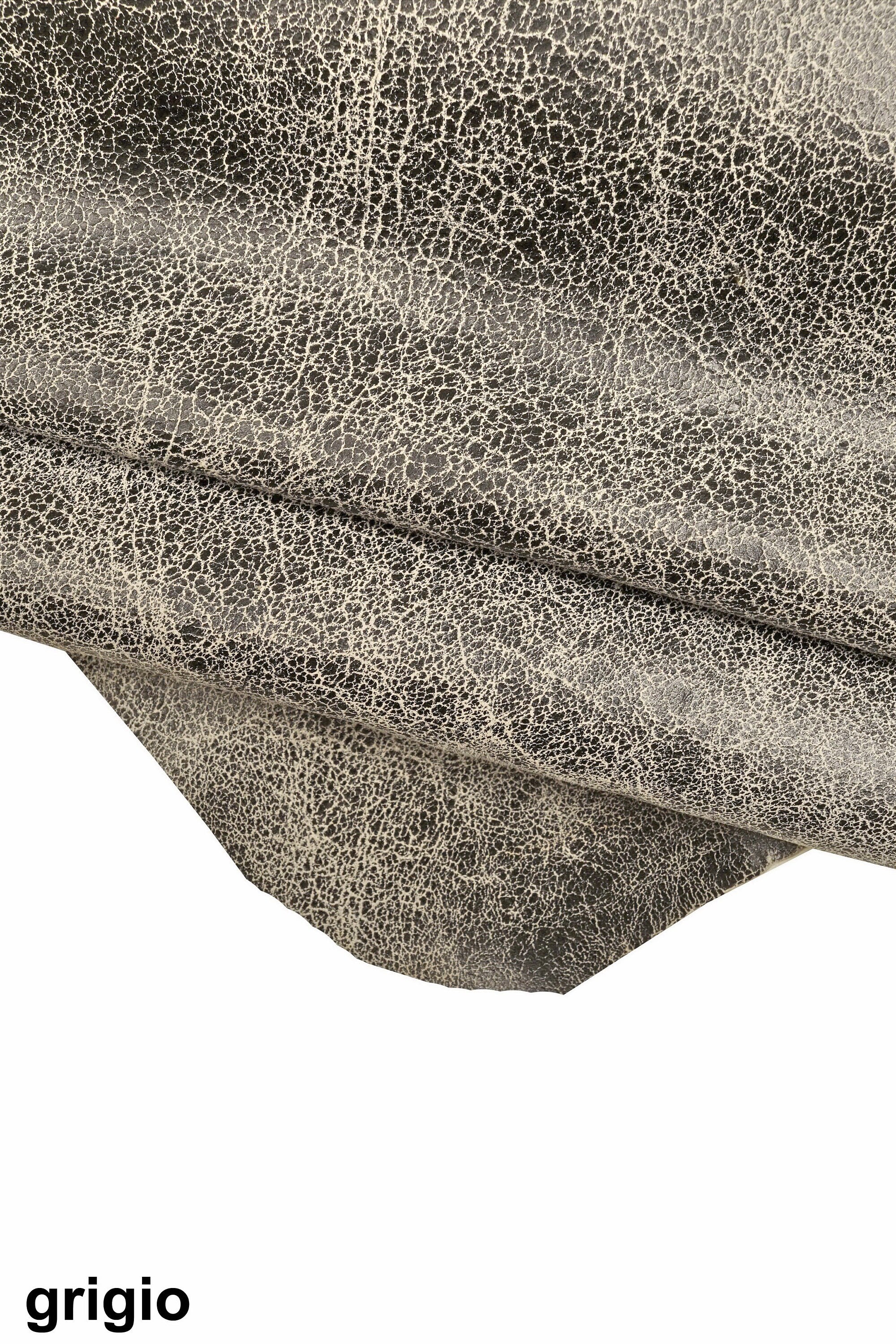 Distressed Suede Leather skins – Antique Soft Goat in Gray, Green & Red, Vintage crackled hides B16124-ST La Garzarara