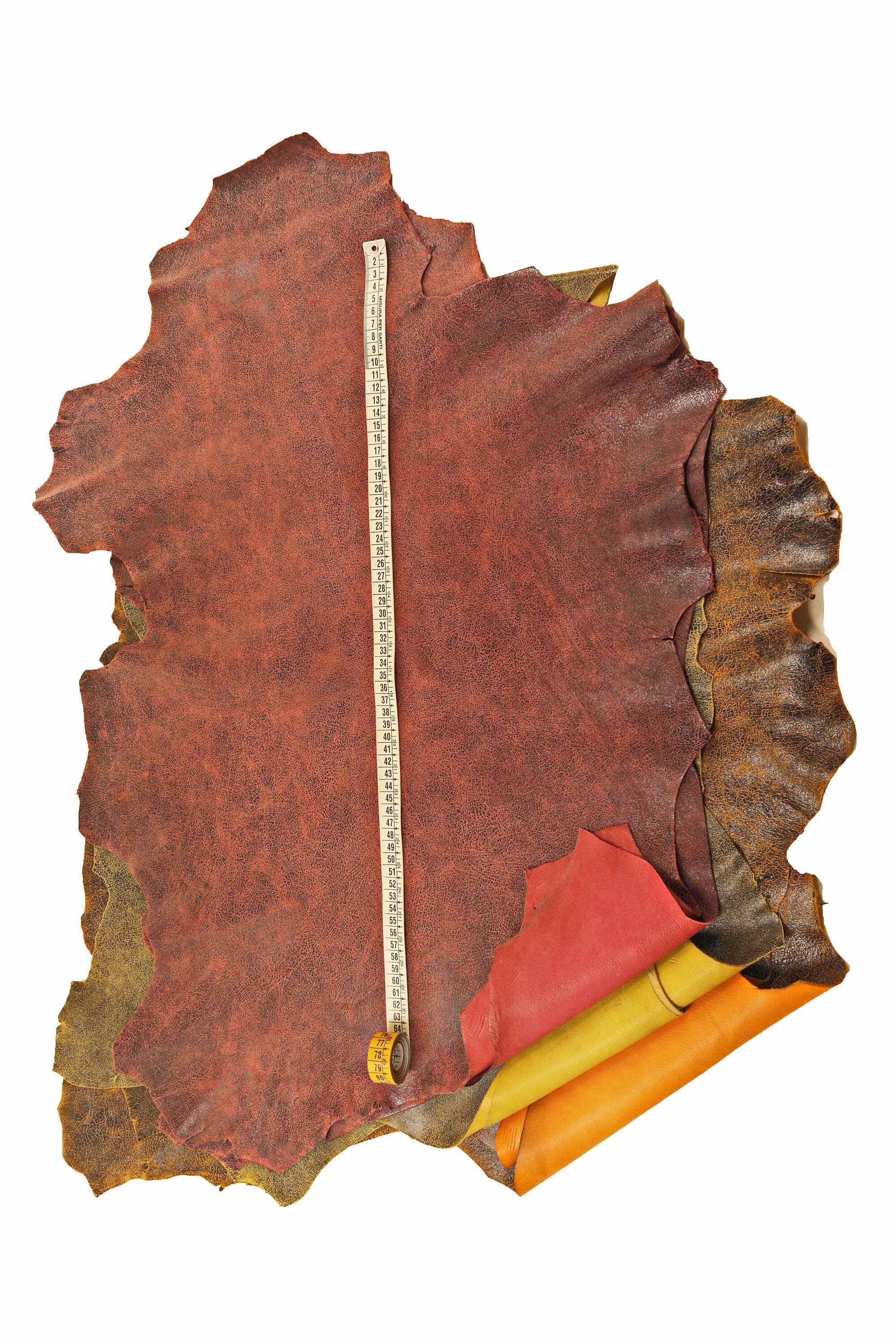 Vintage cracked leather hide distressed look, textured suede goat leather skin for bags accessories B16122-ST La Garzarara