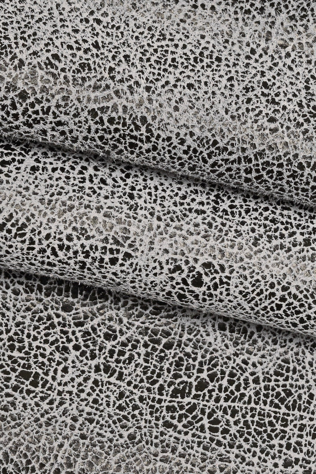 CRACKLE printed leather skin, greyish green, purple, grey soft textured suede goatskin, crack pattern on skin B16125-ST La Garzarara