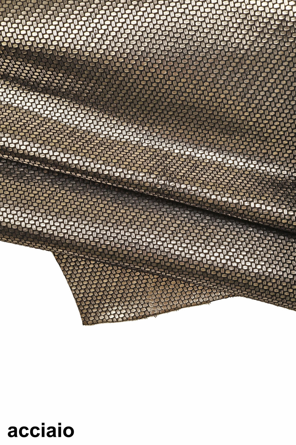 Geometric METALLIC leather skin, light gold, bronze, pink, green, steel textured goatskin, soft printed suede B16150-MT(st) La Garzarara