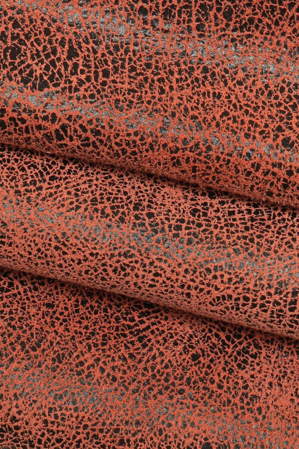 Army green, red, brown CRACKLE printed leather skin, soft textured suede goatskin, crack pattern on skin B16128-ST La Garzarara