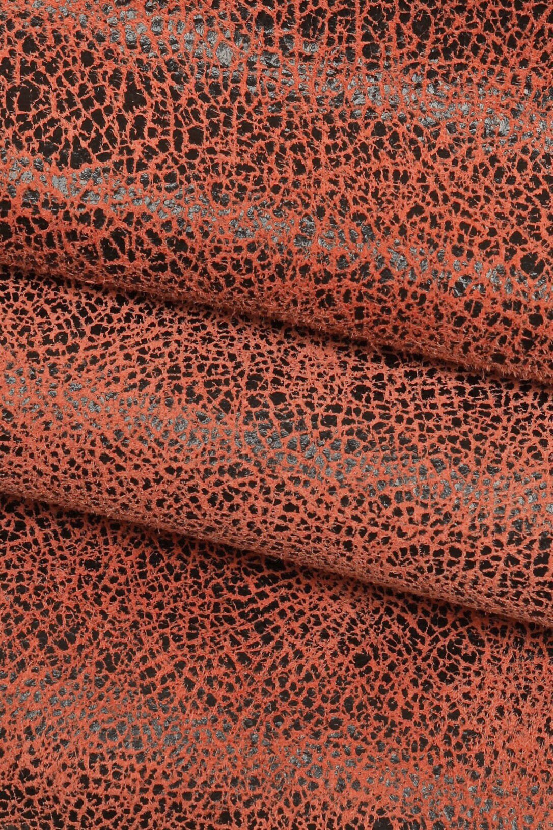 Army green, red, brown CRACKLE printed leather skin, soft textured suede goatskin, crack pattern on skin B16128-ST La Garzarara