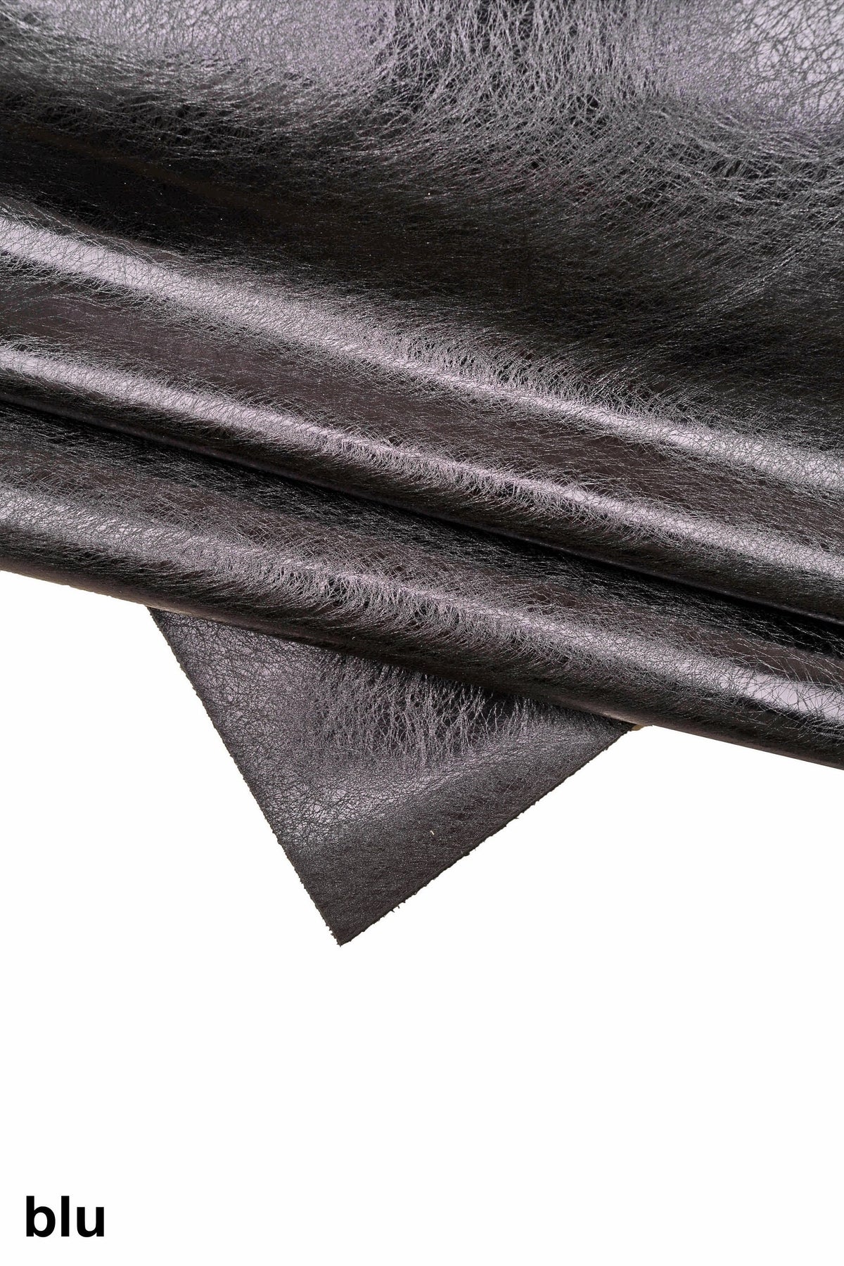 Purple blue METALLIC leather hide, mirror cowhide scratch print, glossy calfskin B16206-MT La Garzarara