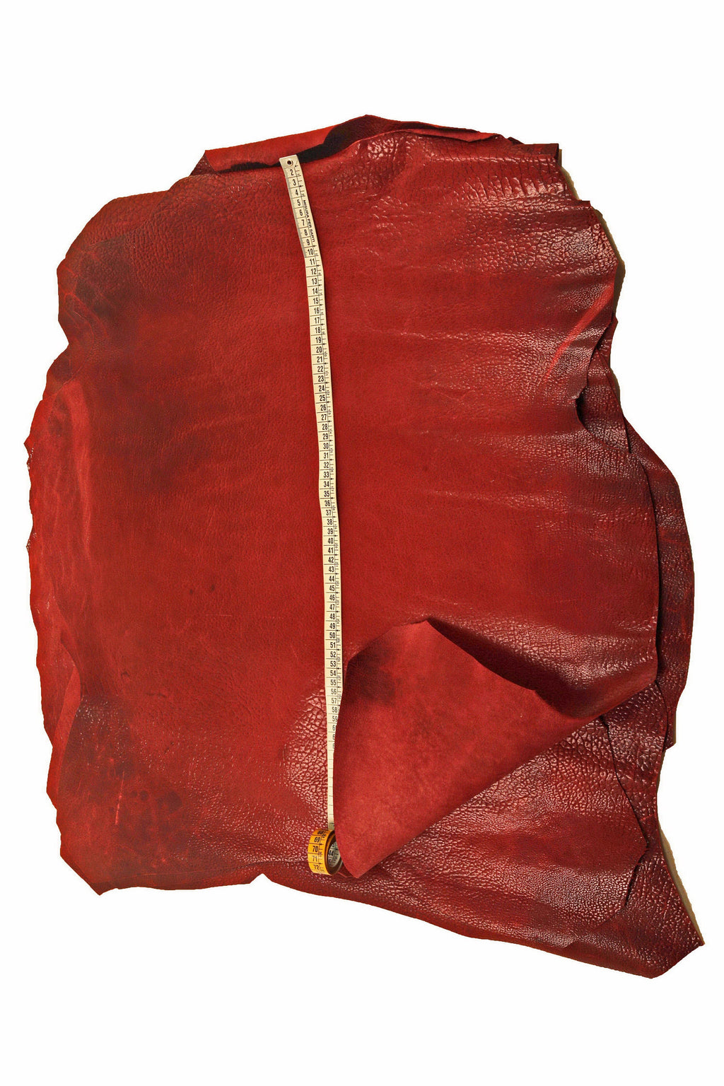 Burgundy red super VINTAGE leather skin, ELEPHANT grain printed hide, aged rustic goatskin 0.7-1.0 mm B16361-VT La Garzarara