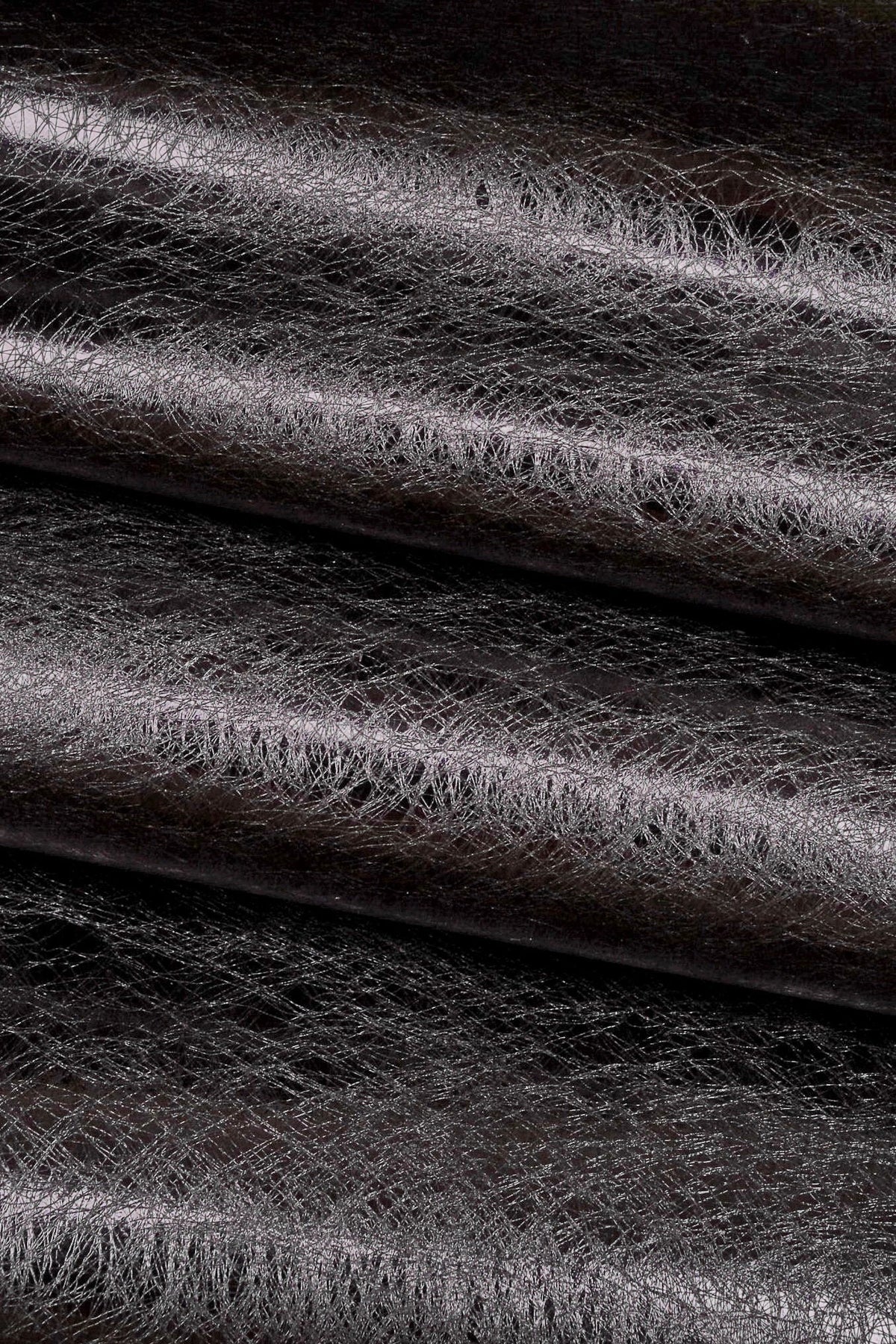 Purple blue METALLIC leather hide, mirror cowhide scratch print, glossy calfskin B16206-MT La Garzarara