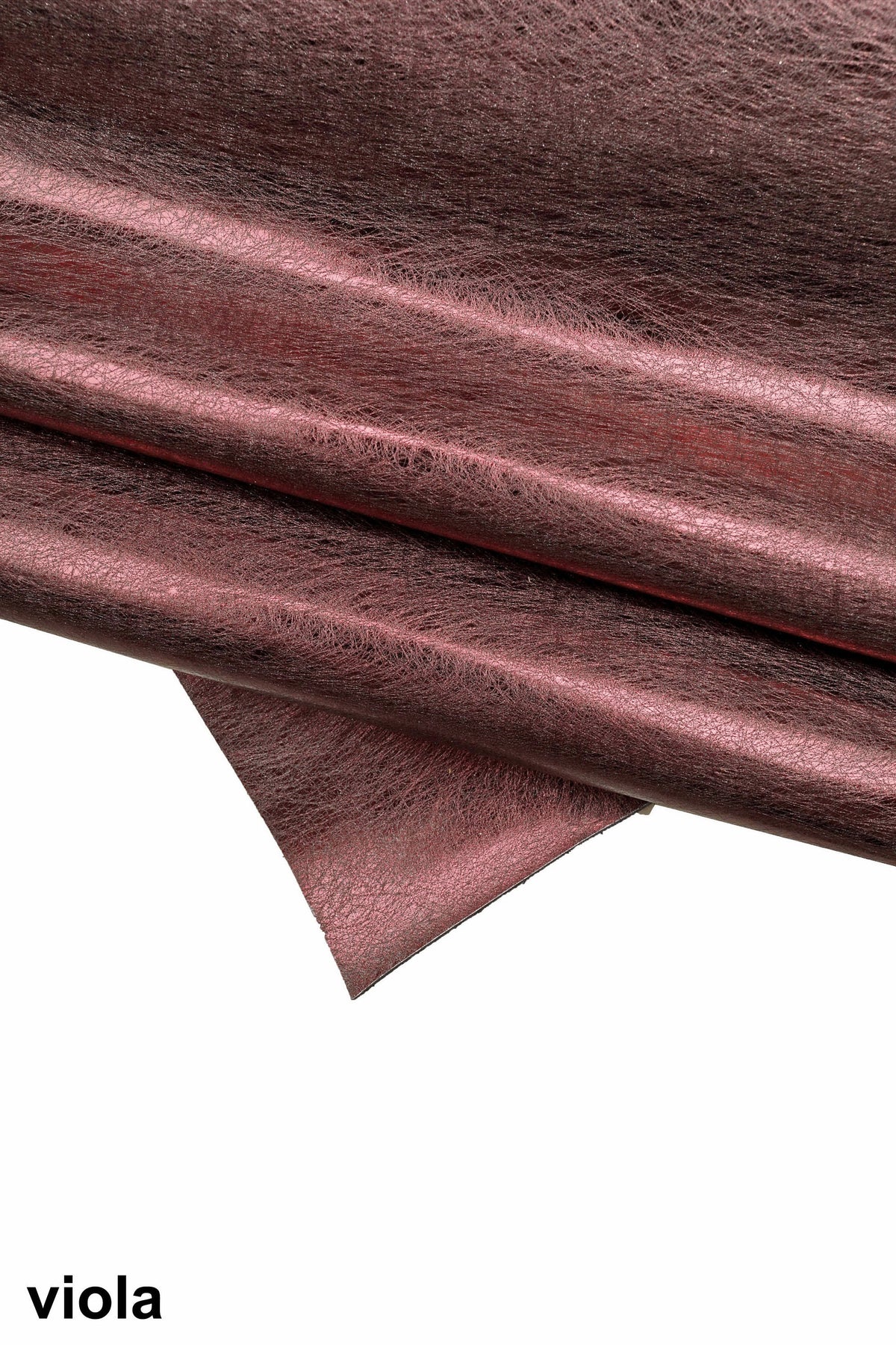Purple blue METALLIC leather hide, mirror cowhide scratch print, glossy calfskin B16206-MT La Garzarara