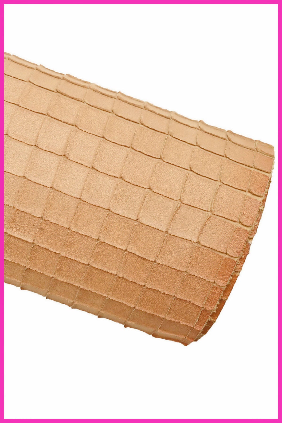Flesh PINK GEOMETRICAL leather hide, vegetable tanned geometrical printed cowhide, soft semi glossy calfskin B16298-ST La Garzarara