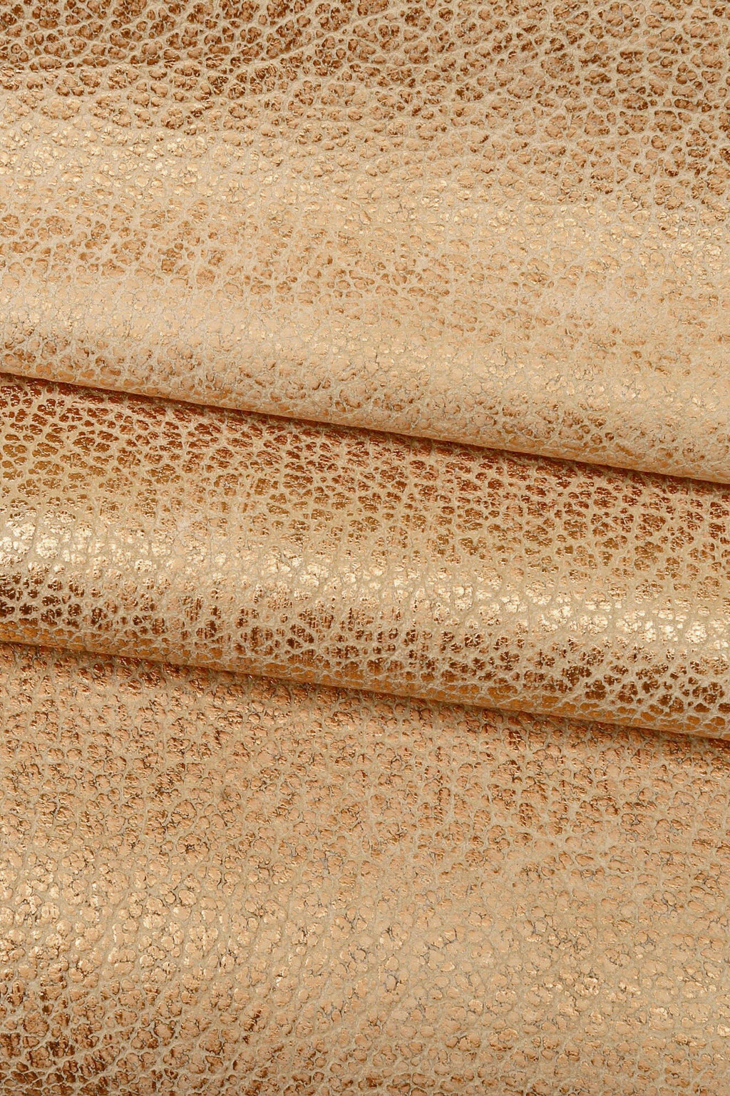 Champagne Metallic Leather Hide, Rose Gold Crackled Leather Skin, Foil copper Leather for Bags and Accessories B16291-MT(ST) La Garzarara