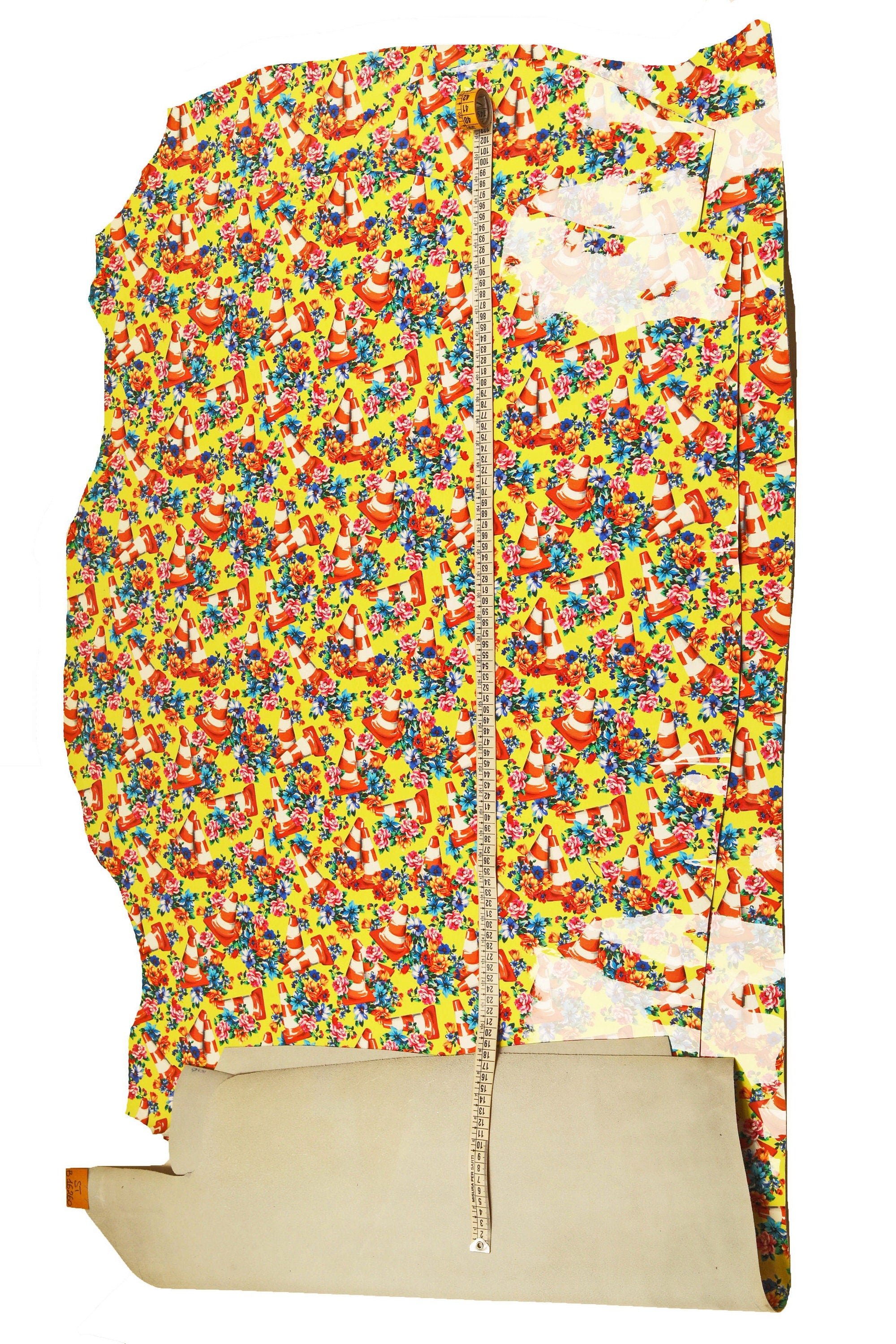 MULTICOLOR FLORAL leather hide, yellow patent cowhide with floral print and cones, glossy calfskin, 1.0-1.2mm B16260-ST La Garzarara