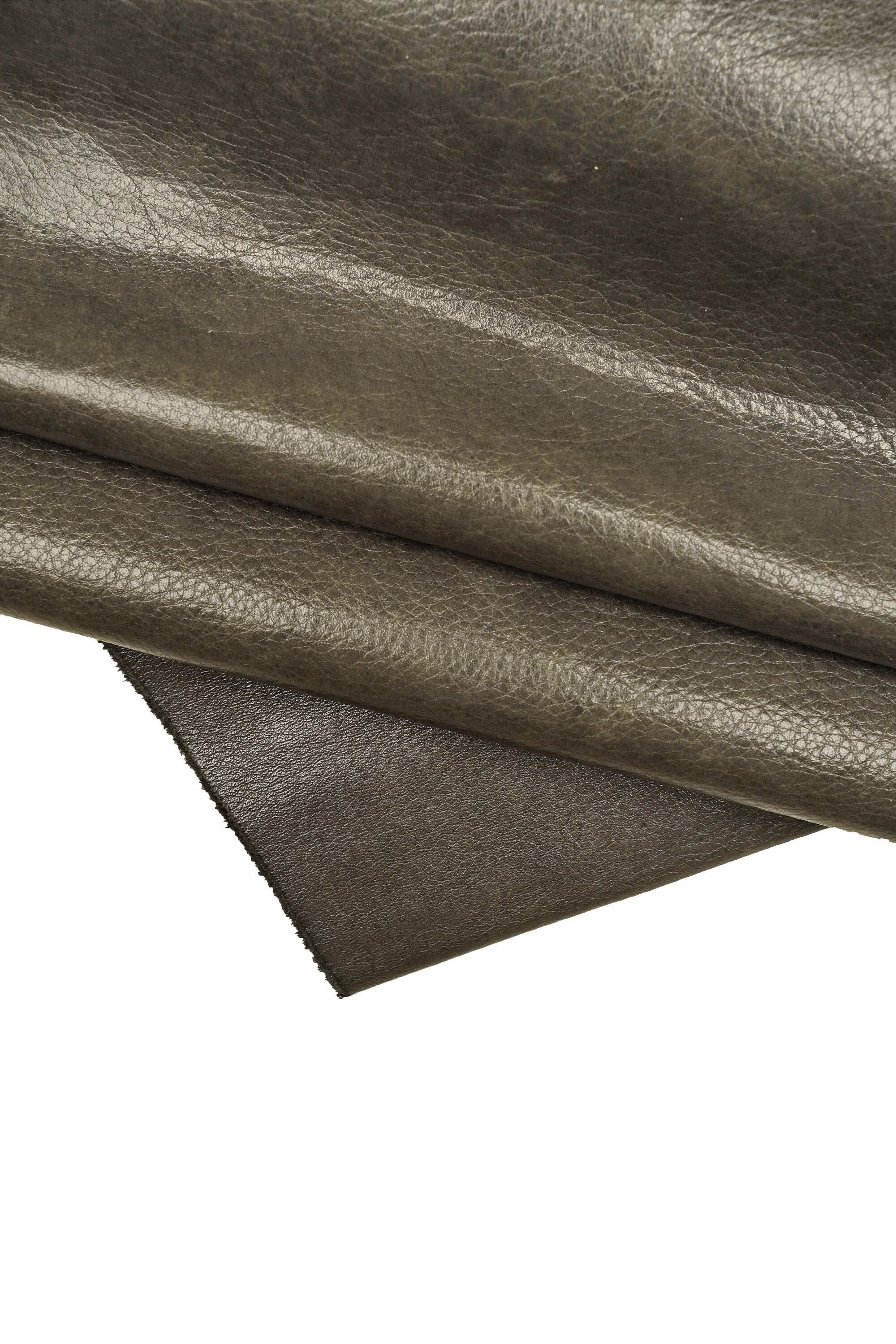 Vintage gray grained calf leather hide, soft cowhide skin with slight gloss 1.3–1.4 mm B16354-VT La Garzarara