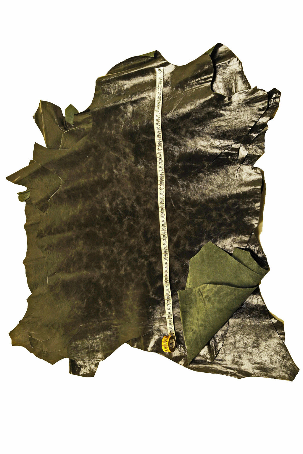 Dark green leather skin, glossy wrinkled goatskin, distressed sporty vintage hide, 0.7 - 0.8 mm B16363-VT La Garzarara