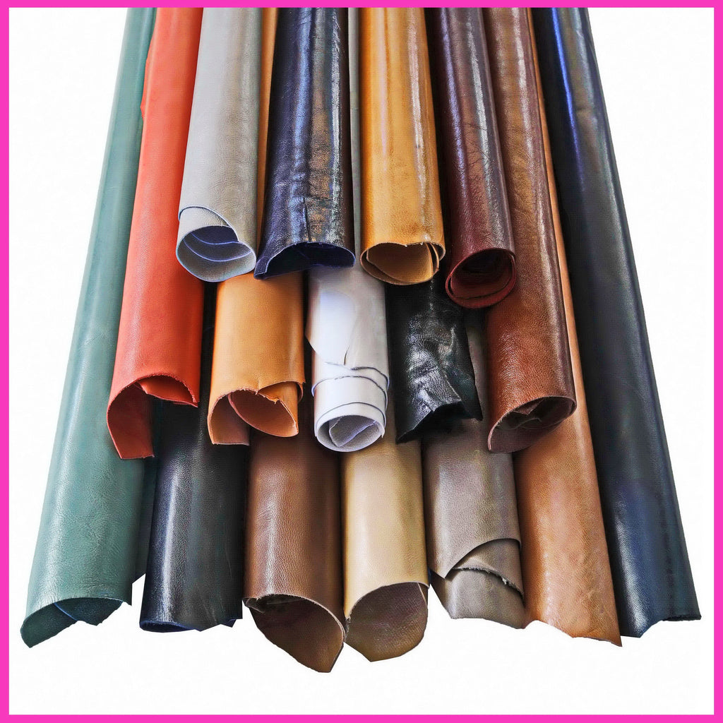 Boundle of 5 or 7 FULL kid leathers, random assortment of solid small goat skins , leather for shoes and lining B16302-TU La Garzarara