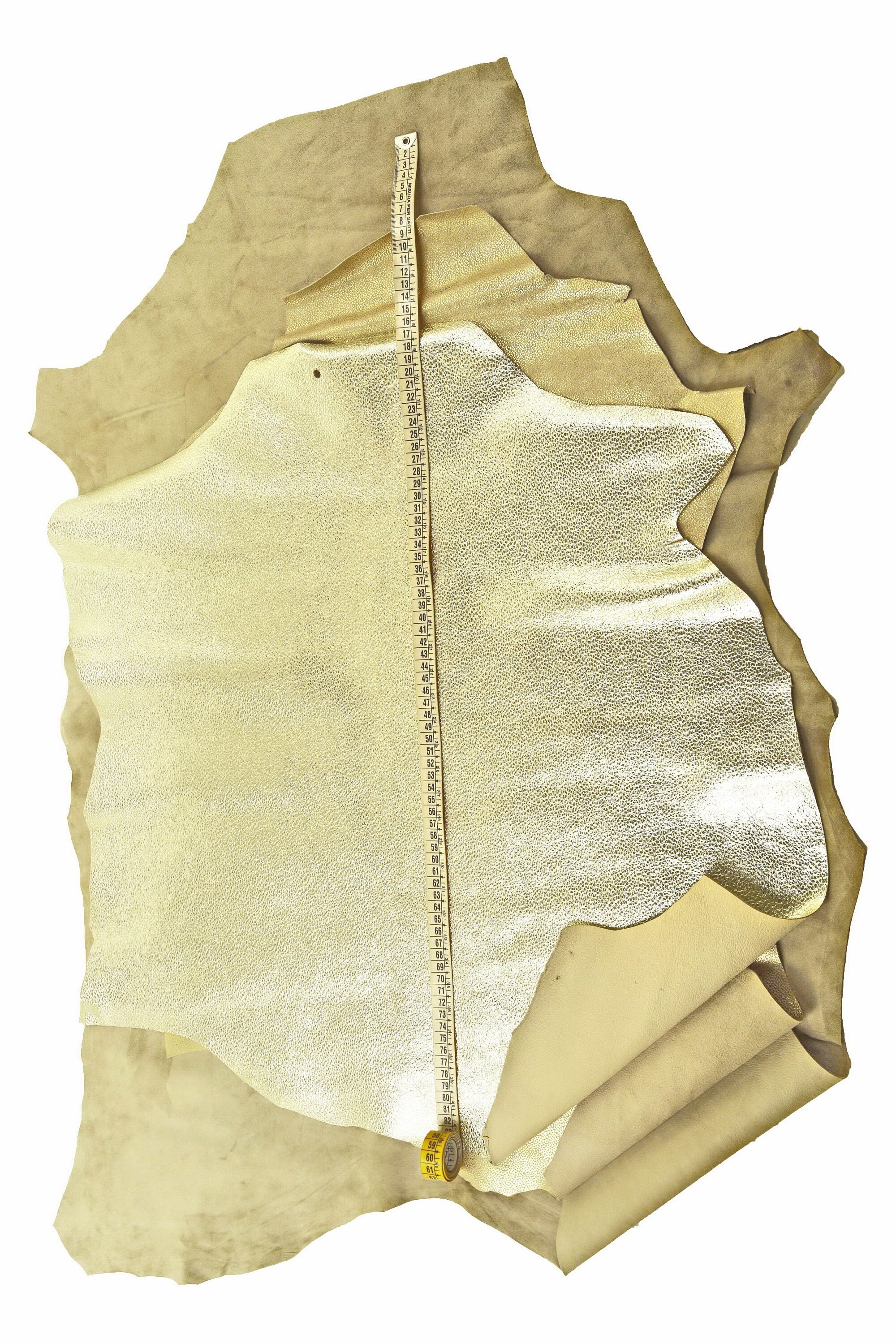 Light GOLD beige leather hides, assortment of metallic gold soft goatskins as per picture B16293-MT(ST) La Garzarara