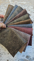 10 Premium Leather Scraps in Multicolor Tones, Mixed Prints with Crackle Effects, Assorted Remnants RT216 La Garzarara