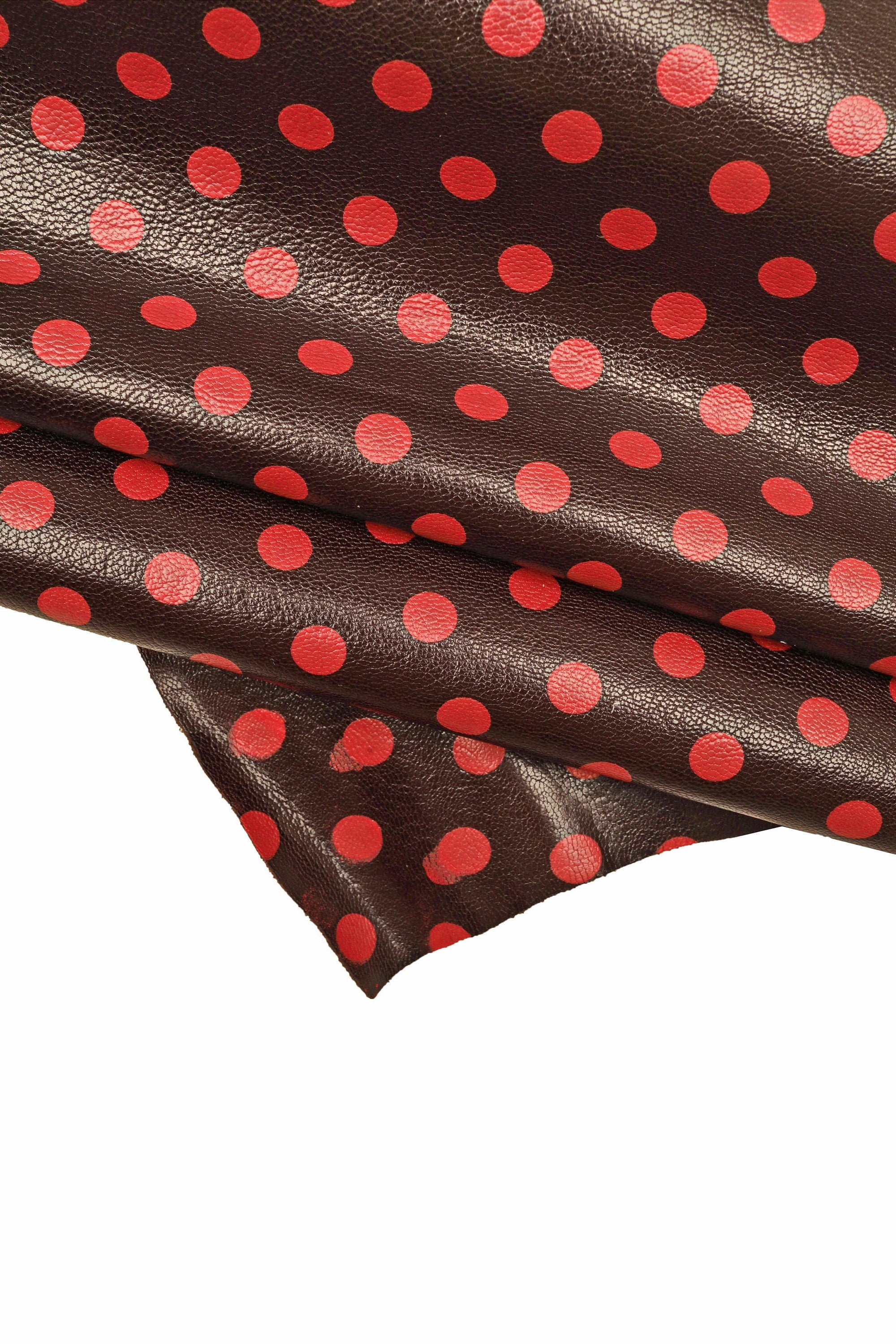 POLKA dots printed leather skin, glossy tiny pebble grain goatskin, soft textured skin, 0.7-0.8 mm B16344-ST La Garzarara