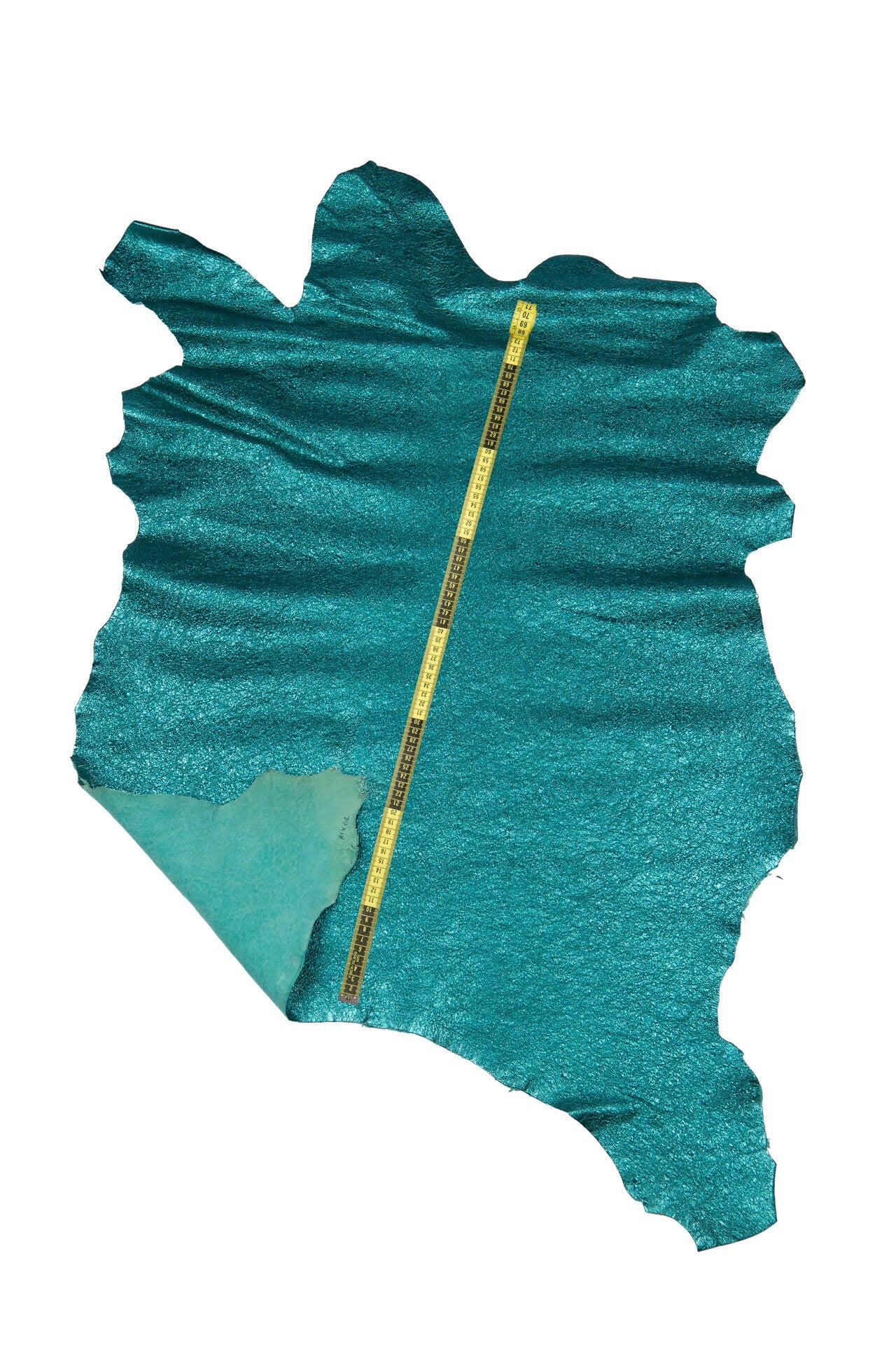 PETROLEUM green leather skin, wrinkled metallic goatskin, bright soft skin, 0.9 - 1.0 mm B16451-MT La Garzarara