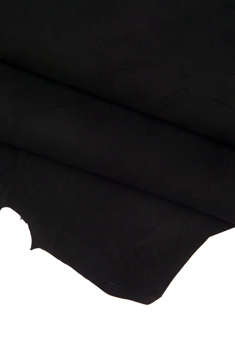Black SUEDE Goat leather skin, classic soft suede hide, Black silky velvety goatskin 0.7 0.9 mm B16429-TB La Garzarara