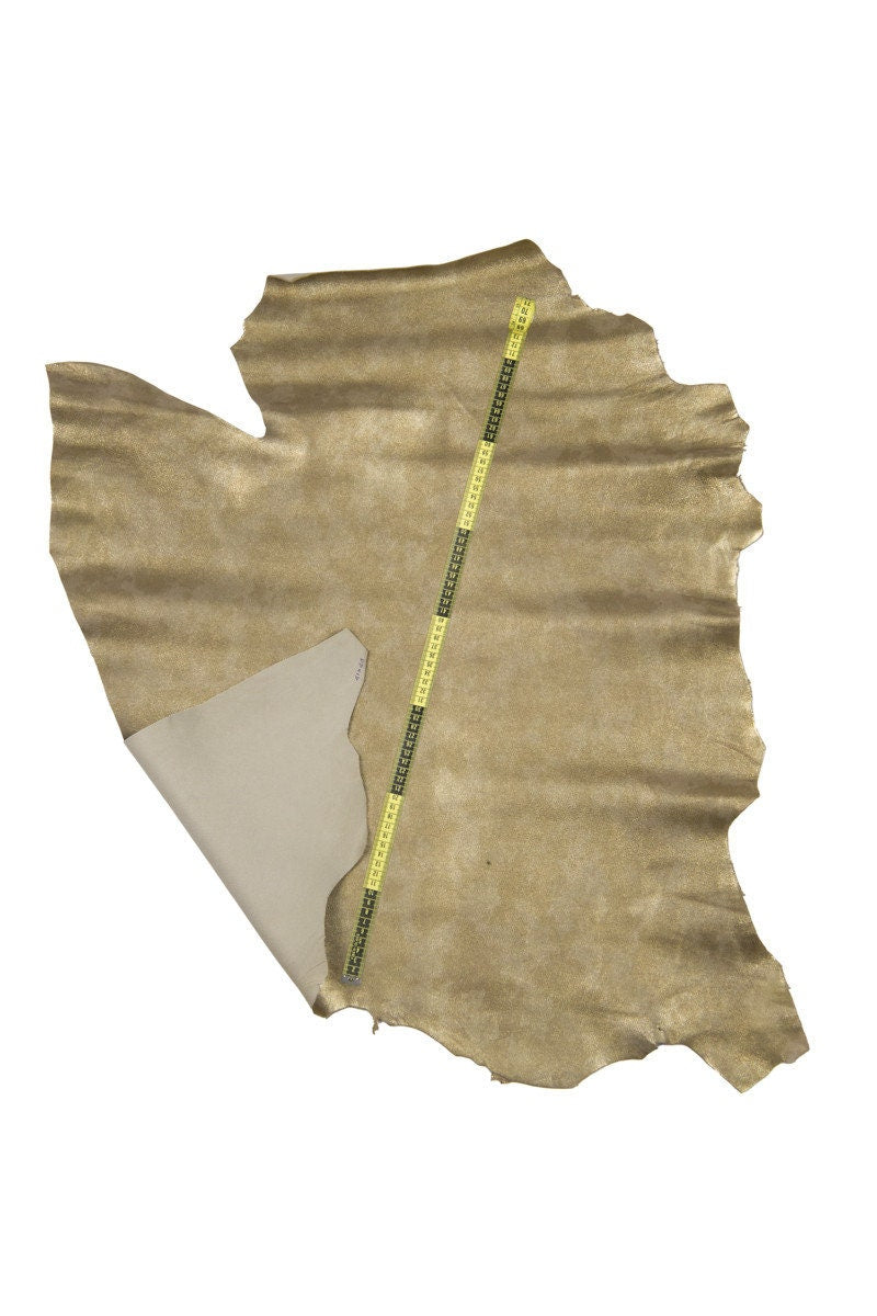 Soft Metallic suede leather skin, aged platinum laminated goat leather hide for fashion accessories B16428-MT(ST)