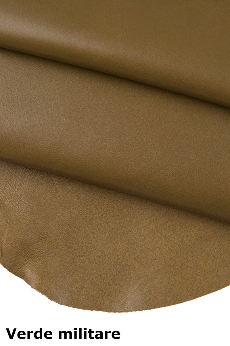 Soft LAMBSKIN NAPPA leather skin hide olive taupe, smooth 0.8-1.0 mm garment leather for jackets B16473-TU La Garzarara