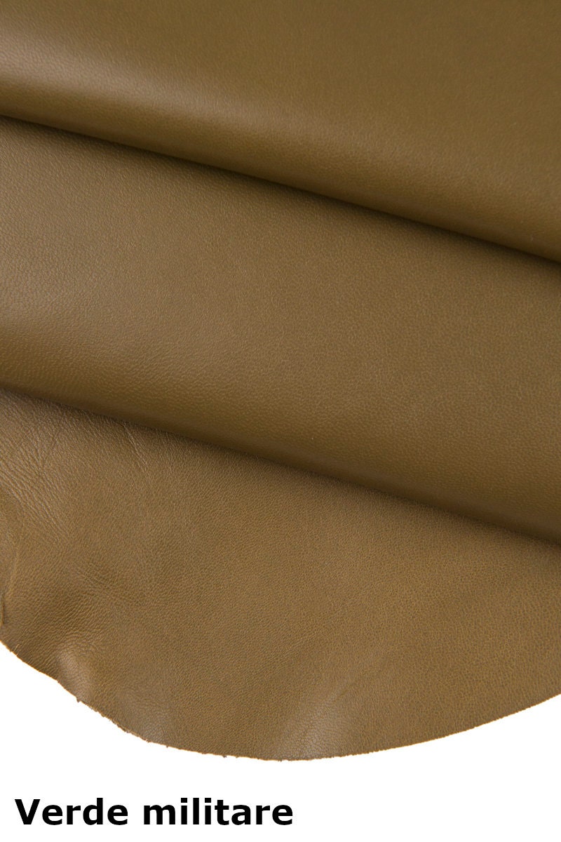 Soft LAMBSKIN NAPPA leather skin hide olive taupe, smooth 0.8-1.0 mm garment leather for jackets B16473-TU La Garzarara