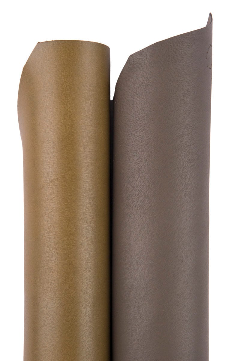 Soft LAMBSKIN NAPPA leather skin hide olive taupe, smooth 0.8-1.0 mm garment leather for jackets B16473-TU La Garzarara