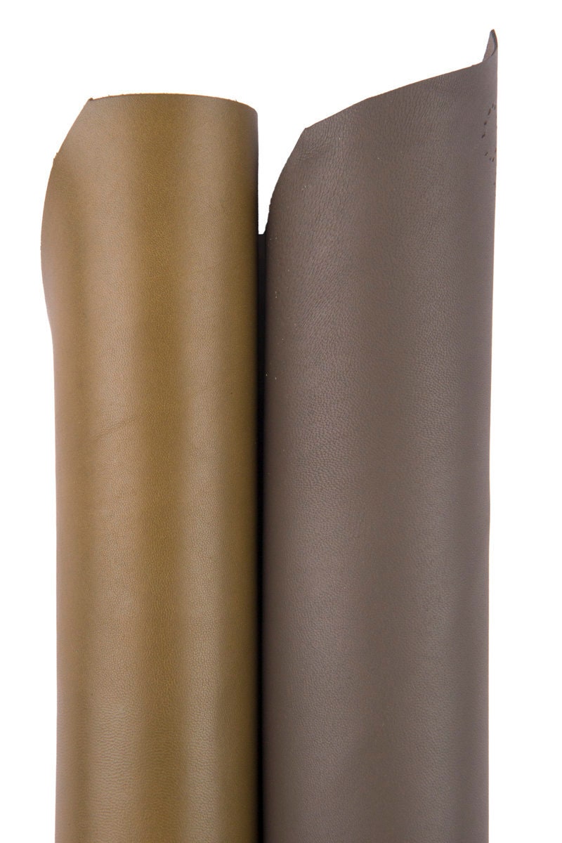 Soft LAMBSKIN NAPPA leather skin hide olive taupe, smooth 0.8-1.0 mm garment leather for jackets B16473-TU La Garzarara
