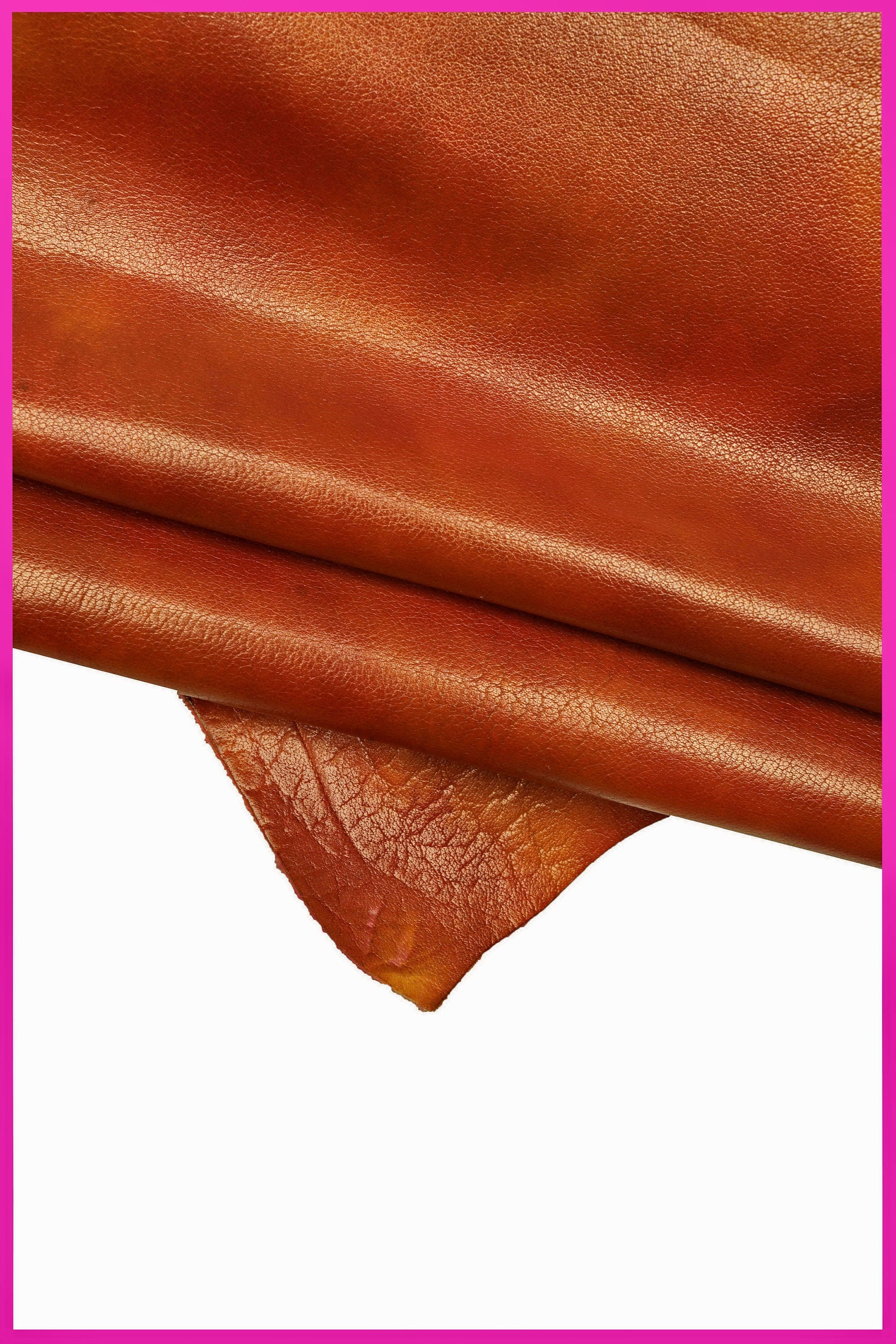 Satin brick red leather skin, rust pebble grain goatskins, glossy soft vintage hide B16394-VT La Garzarara