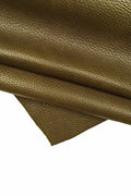 Leather for Handbags , Olive green pebbled cowhide, grain soft cow hide leather skin, soft thick skin B16359-TU Garzarara