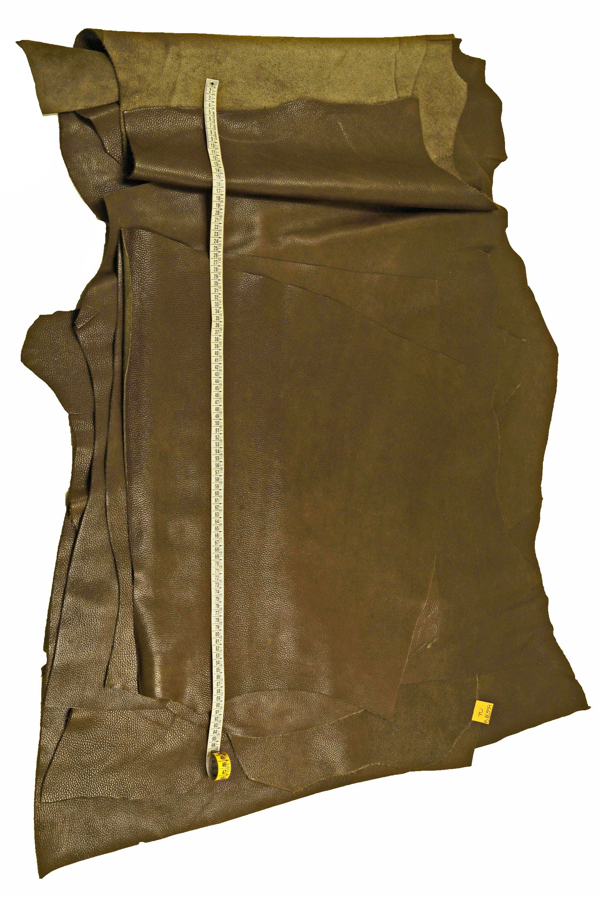 Leather for Handbags , Olive green pebbled cowhide, grain soft cow hide leather skin, soft thick skin B16359-TU Garzarara