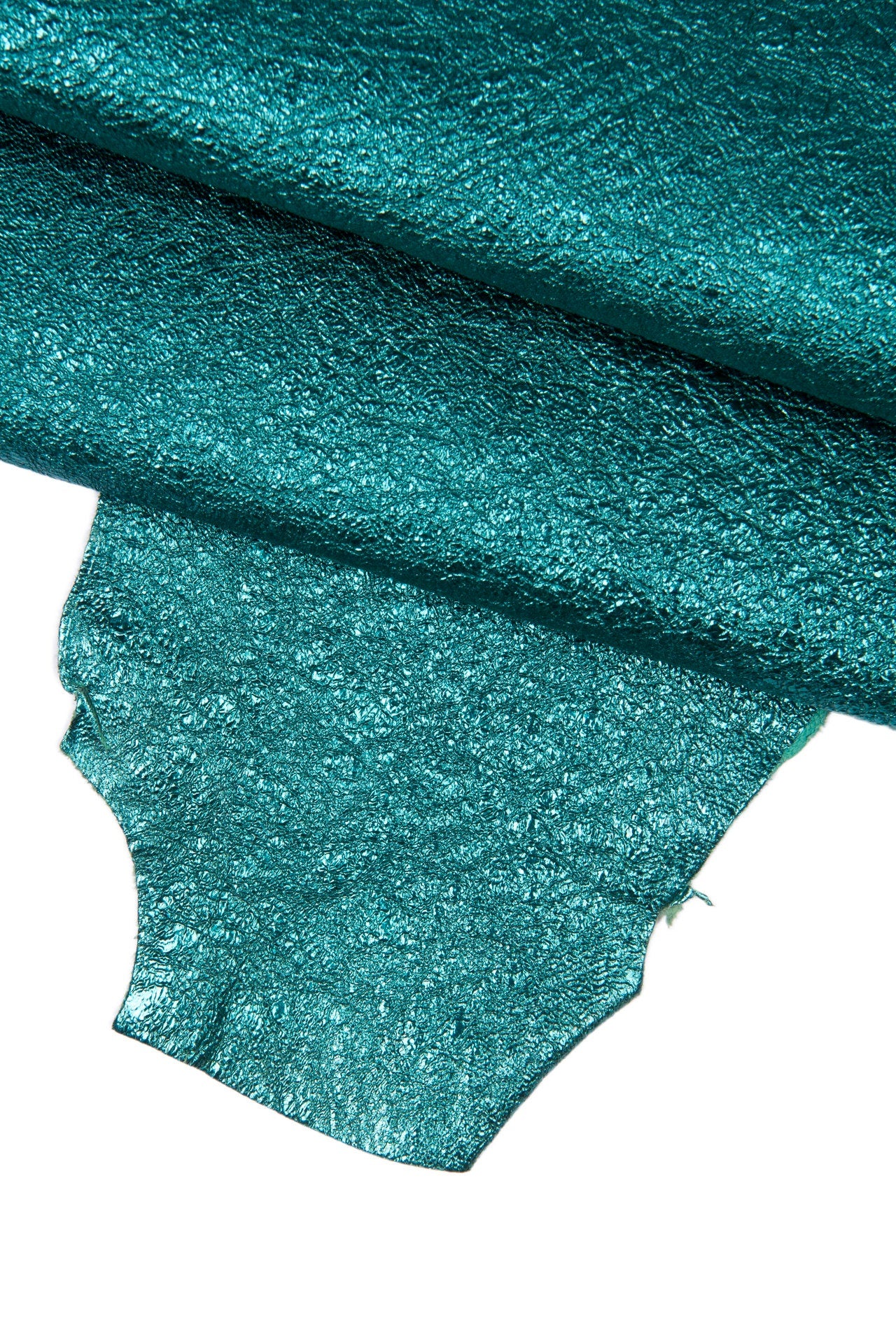 PETROLEUM green leather skin, wrinkled metallic goatskin, bright soft skin, 0.9 - 1.0 mm B16451-MT La Garzarara