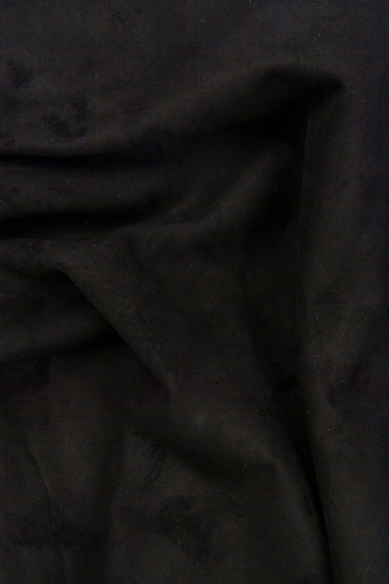 Black SUEDE Goat leather skin, classic soft suede hide, Black silky velvety goatskin 0.7 0.9 mm B16429-TB La Garzarara