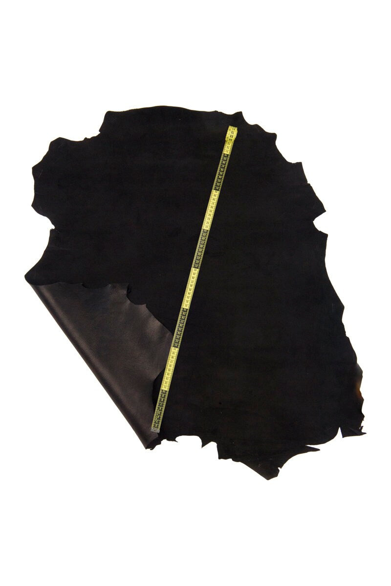 Black SUEDE Goat leather skin, classic soft suede hide, Black silky velvety goatskin 0.7 0.9 mm B16429-TB La Garzarara