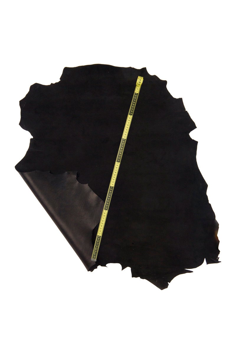 Black SUEDE Goat leather skin, classic soft suede hide, Black silky velvety goatskin 0.7 0.9 mm B16429-TB La Garzarara